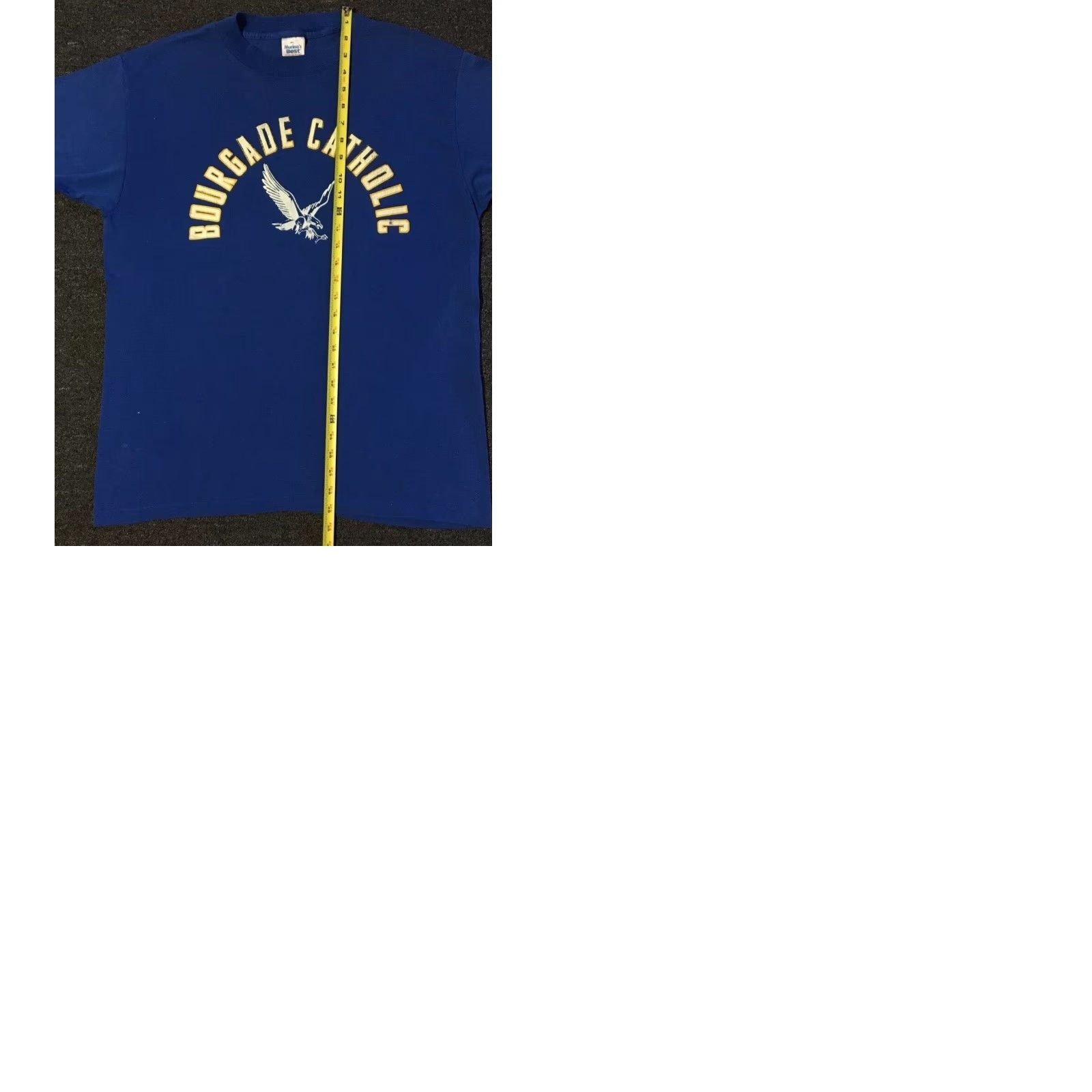 VINTAGE Bourgade Catholic School 90s Blue T-Shirt L Men Short Sleeve Distressed Track & Field PE Grunge 80s Animals University College USA USA