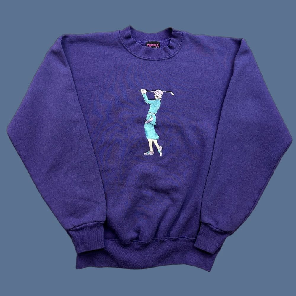 Vintage VINTAGE Travaux Sweatshirt Women’s Large Purple Embroidered Golfer USA Made 90s Size L / US 10 / IT 46 - 1 Thumbnail