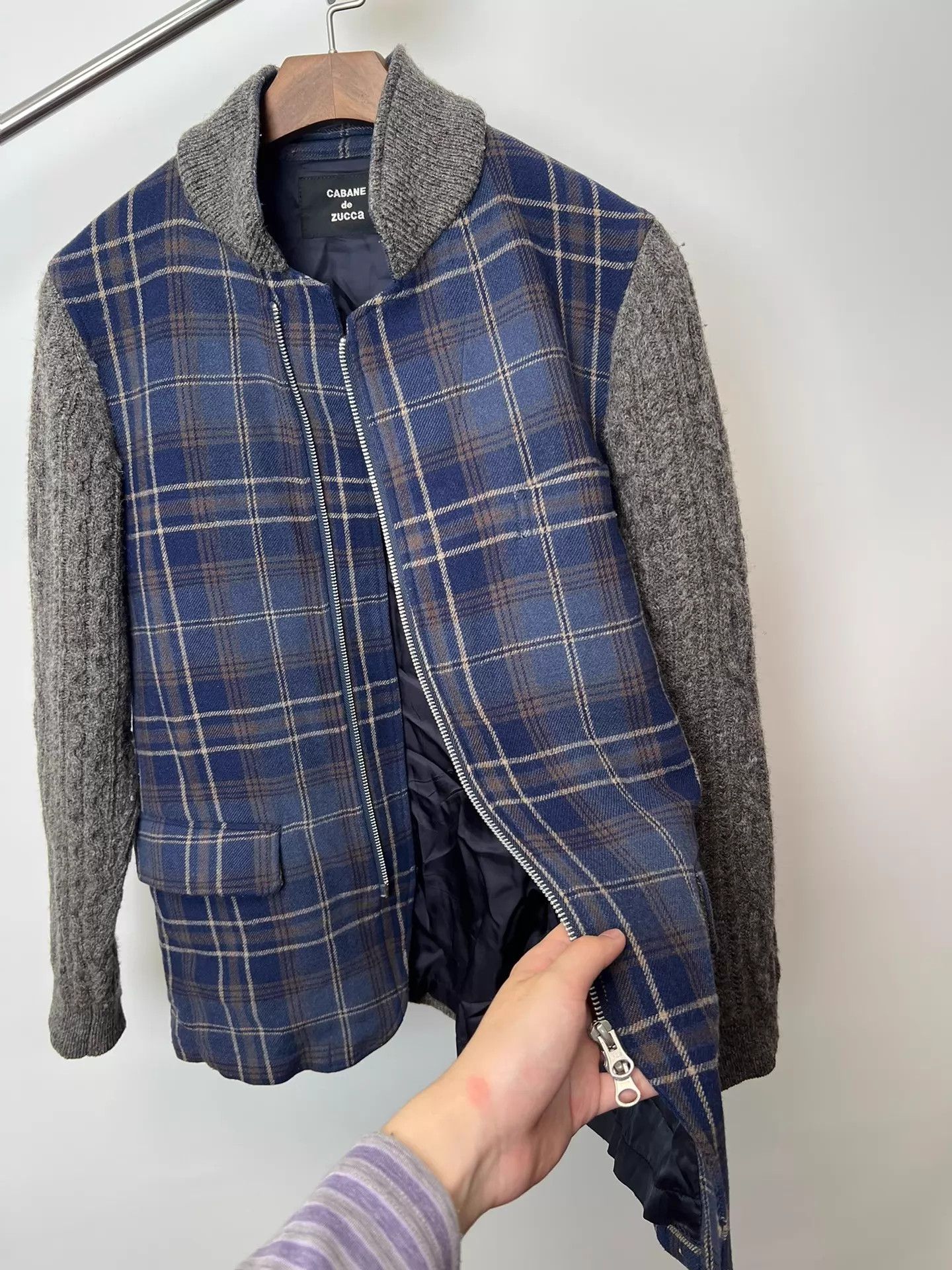 CABANE de ZUCCa Cabane de Zucca Vintage Plaid Paneled Zip Sweater Jacket Size US M / EU 48-50 / 2 - 6 Thumbnail