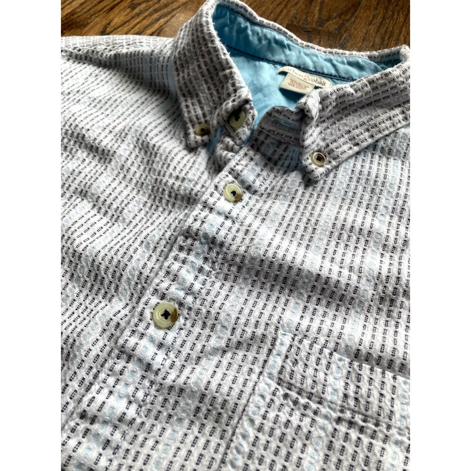 Carbon2Cobalt Carbon2Cobalt Button-Up Shirt Mens XL Long Sleeve Striped Blue White Cotton Pocketed Casual Shirt Size US XL / EU 56 / 4 - 6 Thumbnail
