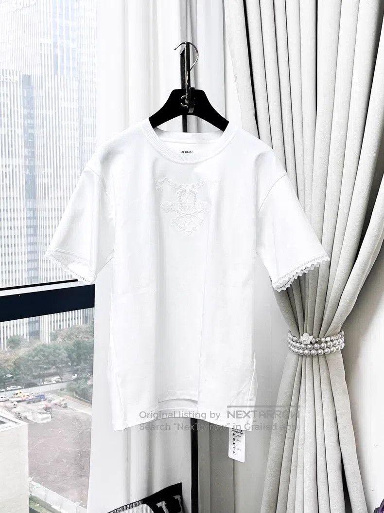 Hermes Hermes White plain knitted embroidered short-sleeve T-shir Size XXS / US 00 / IT 34 - 1 Thumbnail