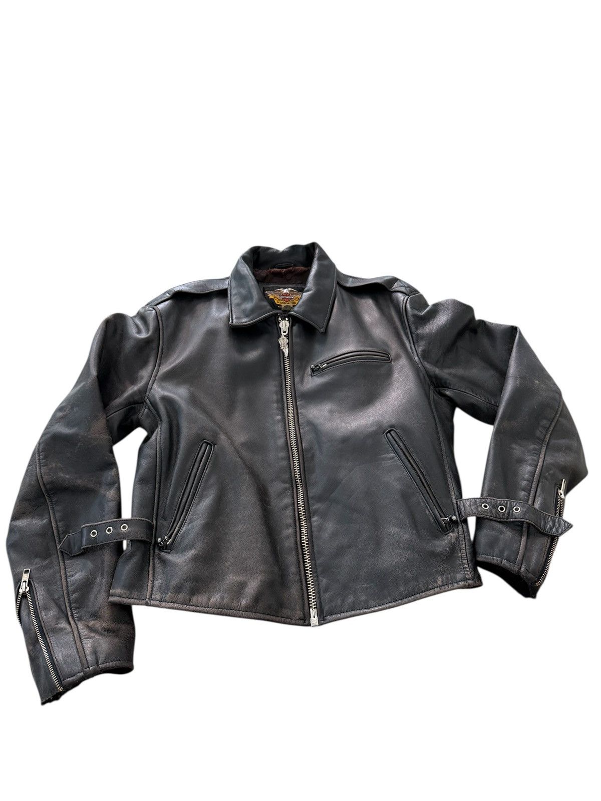 Harley Davidson ☠️☠️Vintage 80's Harley Davidson rider punk leather jacket Size US L / EU 52-54 / 3 - 14 Thumbnail