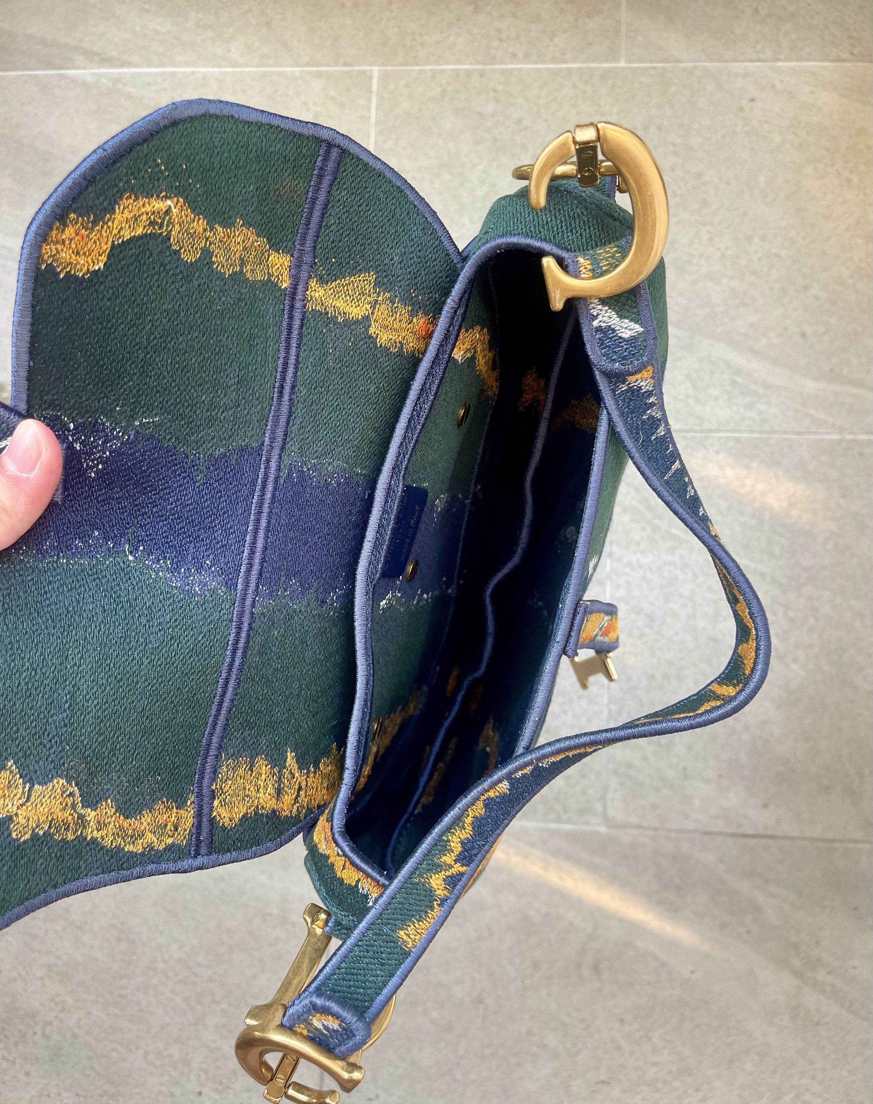 Dior Dior Embroidered Canvas Saddle Bags Vintage Olive Green Size ONE SIZE - 8 Thumbnail