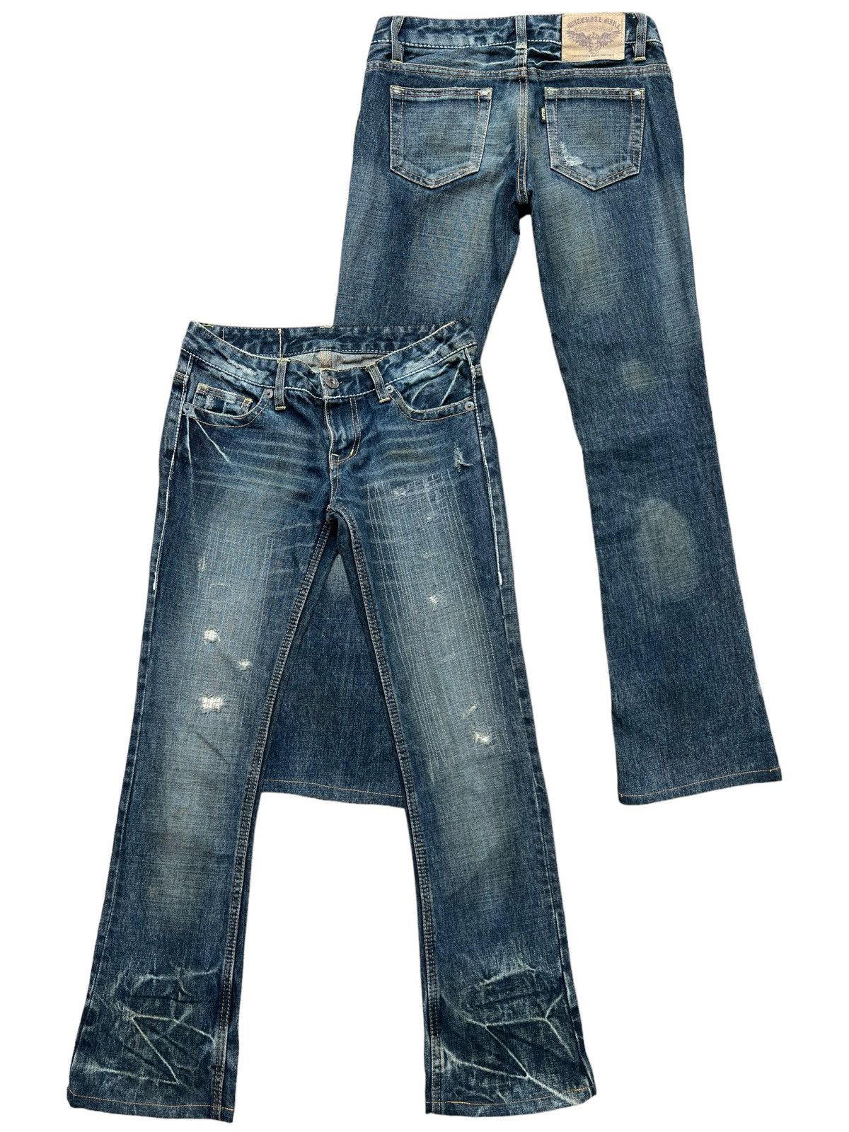 MTRL Distressed Punk Flare Lowrise Denim Jeans 29x30