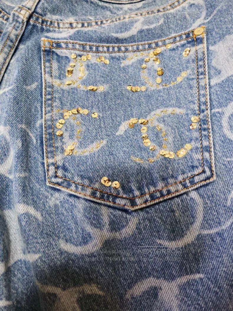 Chanel Chanel 23N straight full logo sequin jeans Size 25" / US 0 / IT 36 - 3 Thumbnail
