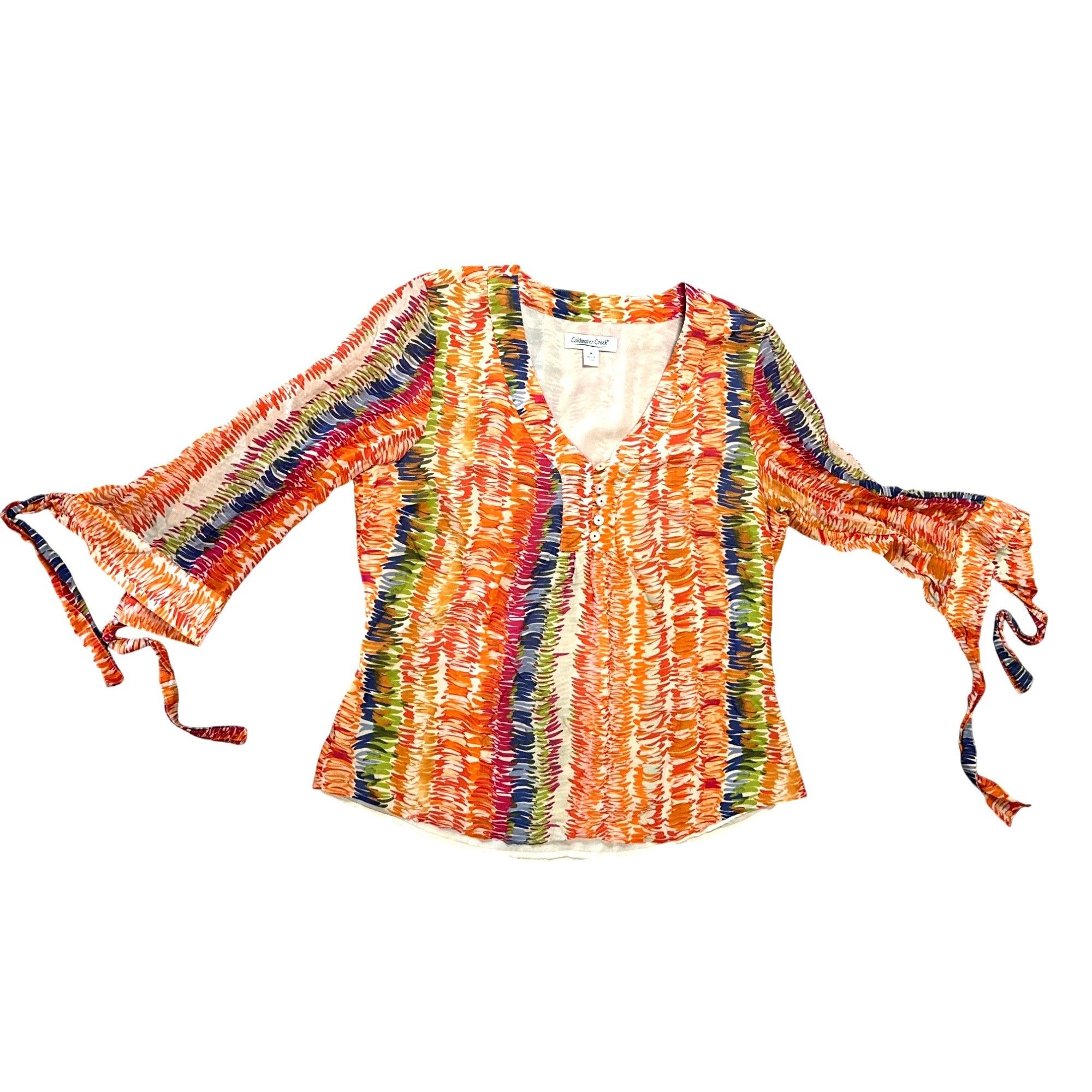 Coldwater Creek Coldwater Creek M Multicolor Silk Blouse V Neck Button Front Size M / US 6-8 / IT 42-44 - 11 Thumbnail