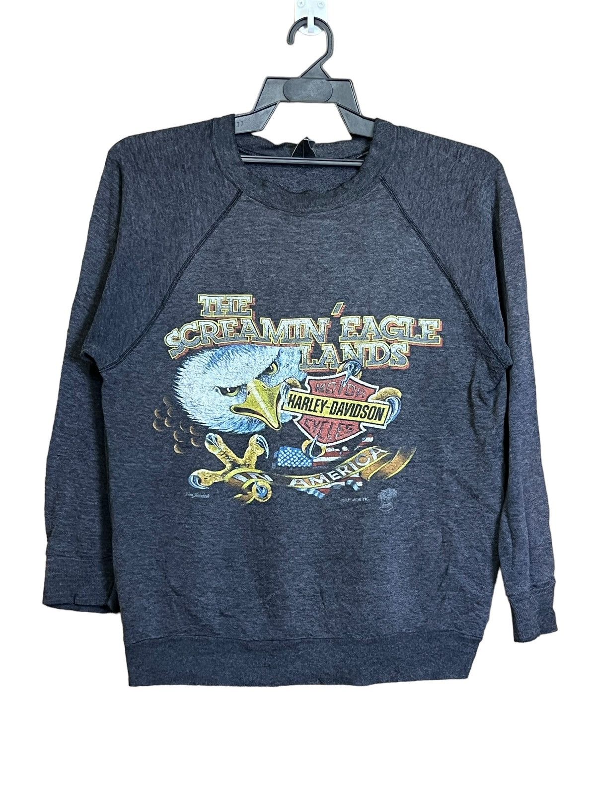 Harley Davidson VINTAGE 80s HARLEY DAVIDSON PAPERTHIN DISTRESSED SWEATSHIRT Size US M / EU 48-50 / 2 - 1 Thumbnail