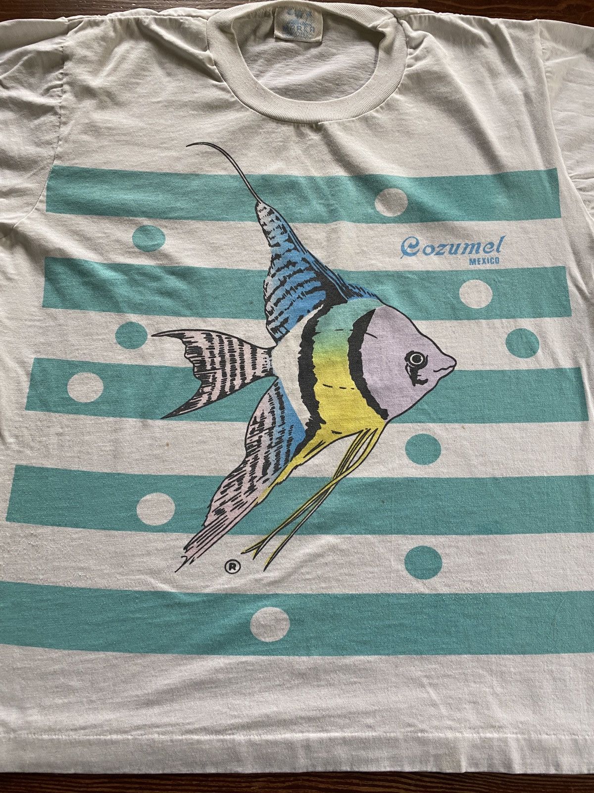 Vintage Vintage 80’s Cozumel Mexico Fish Stripes Single Stitch Tee Size US L / EU 52-54 / 3 - 2 Thumbnail