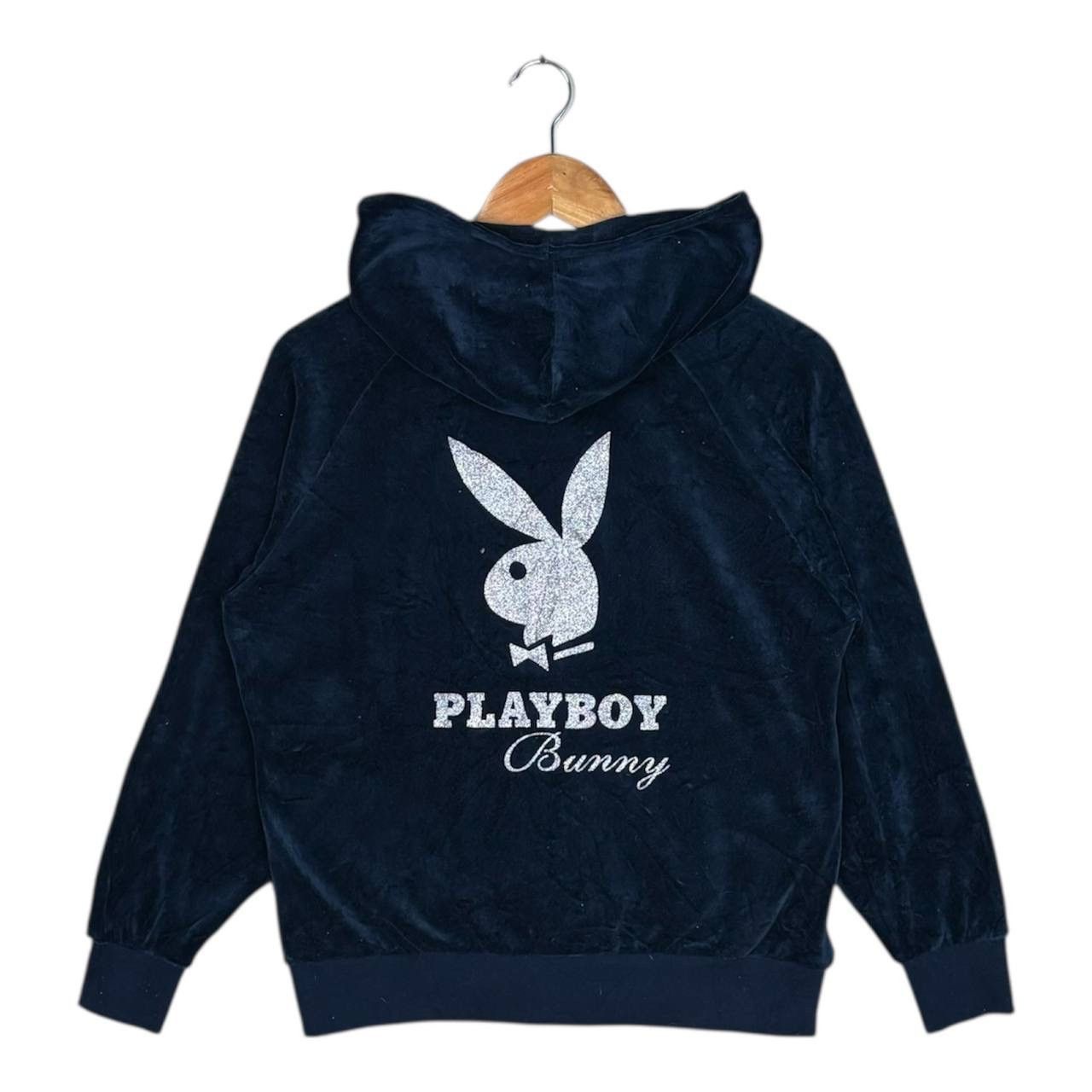 Playboy Playboy Bunny Big Logo Velvet Blue Hoodie Size US M / EU 48-50 / 2 - 1 Thumbnail