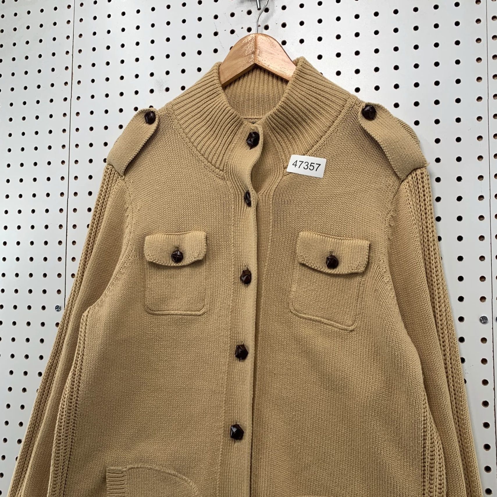 Ralph Lauren Ralph Lauren LRL Military Cardigan Sweater Womens 1X Caramel Knit Leather Button Cardigan Womens 1X Caramel Knit Button Size XL / US 12-14 / IT 48-50 - 6 Thumbnail