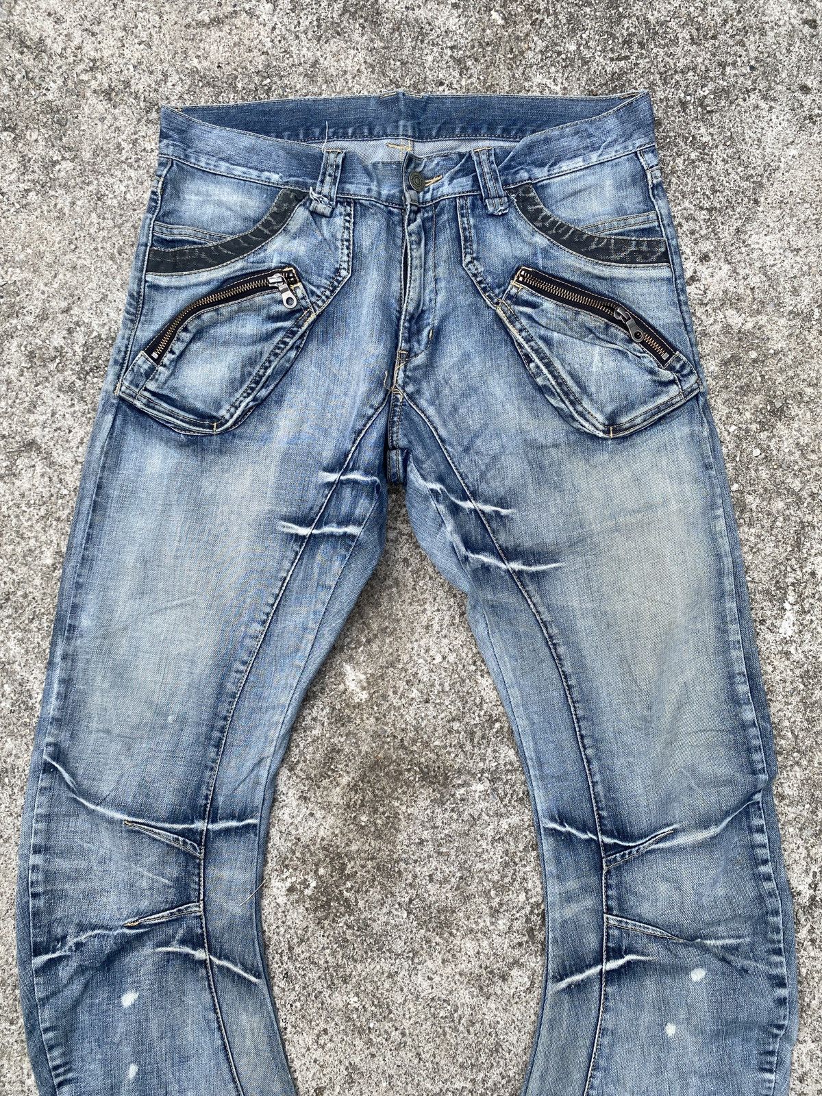 Japanese Brand × PPFM Vintage PPFM Japan Distressed Faded Curve Leg Denim Size US 33 - 3 Thumbnail