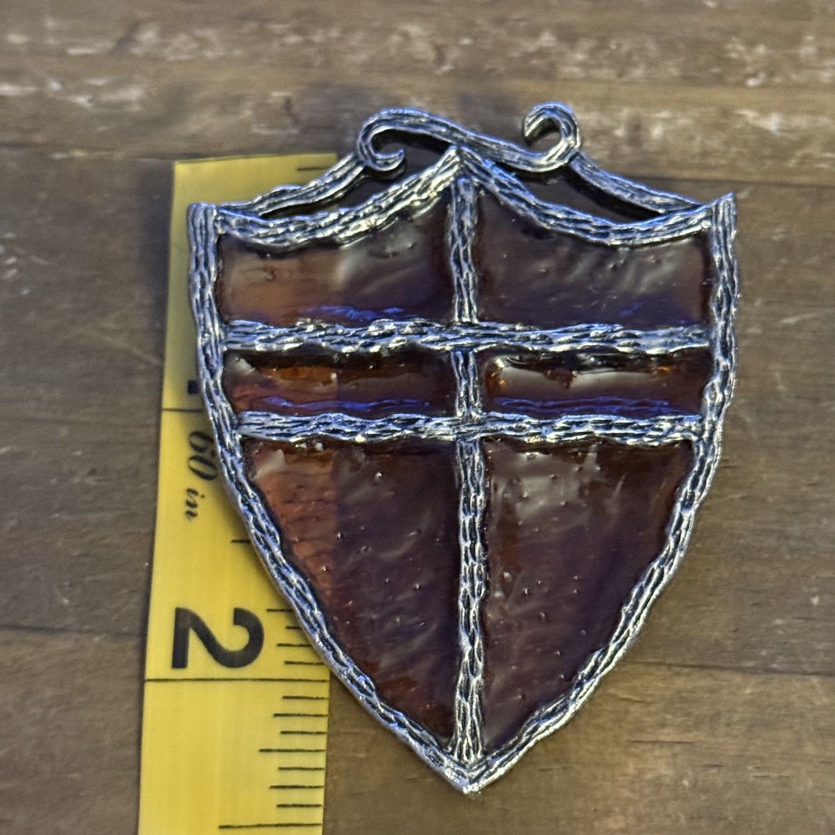Vintage Vintage Plique A Jour stained glass shield brooch Size ONE SIZE - 2 Thumbnail