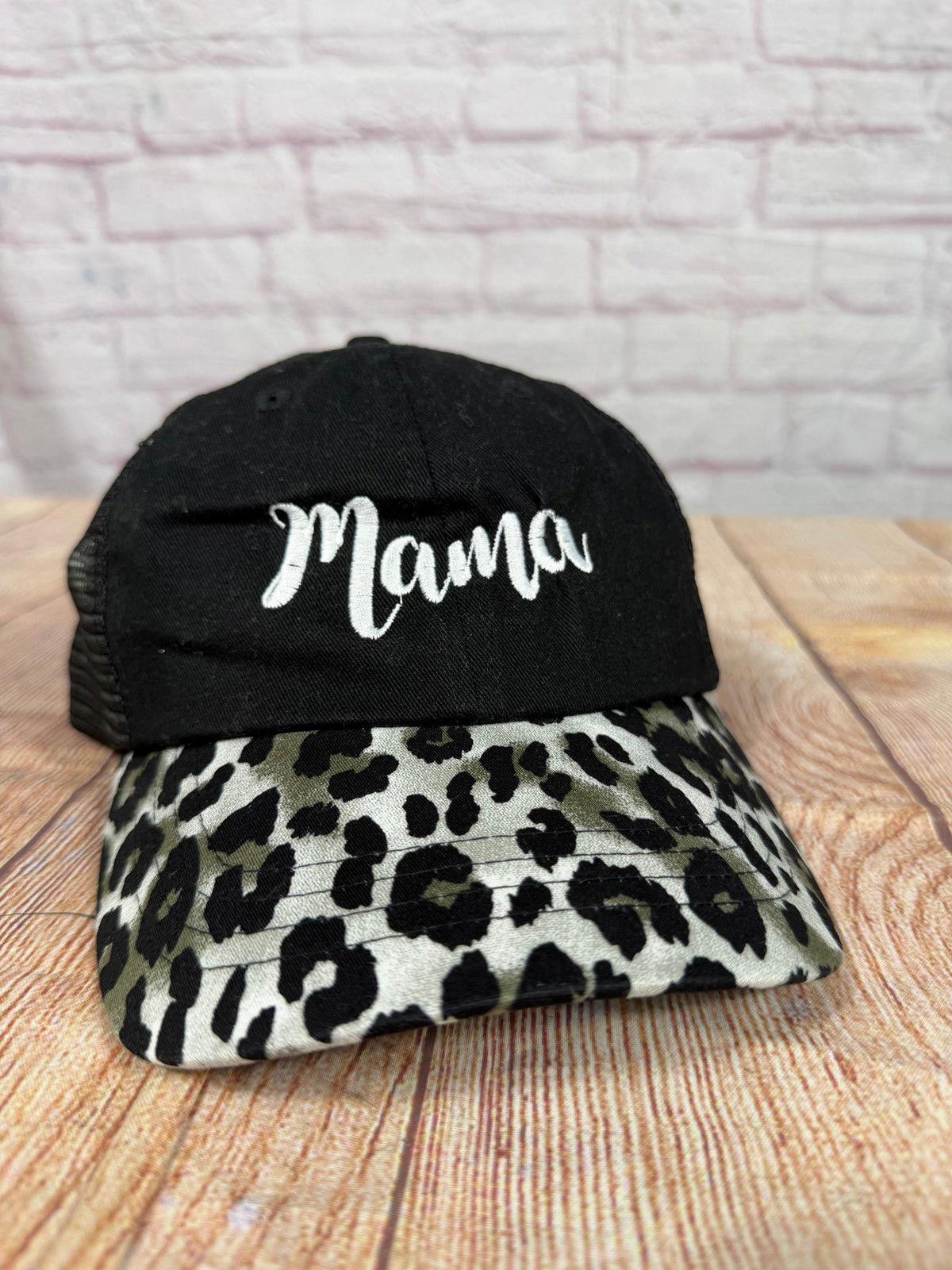 Other Mama Script Embroidered Leopard Print Trucker Hat New Size ONE SIZE - 1 Thumbnail