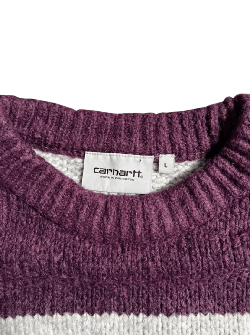 Carhartt Wip Carhartt WIP Alvin Stripe Boysenberry/Grey Knit Sweater Size US L / EU 52-54 / 3 - 3 Thumbnail