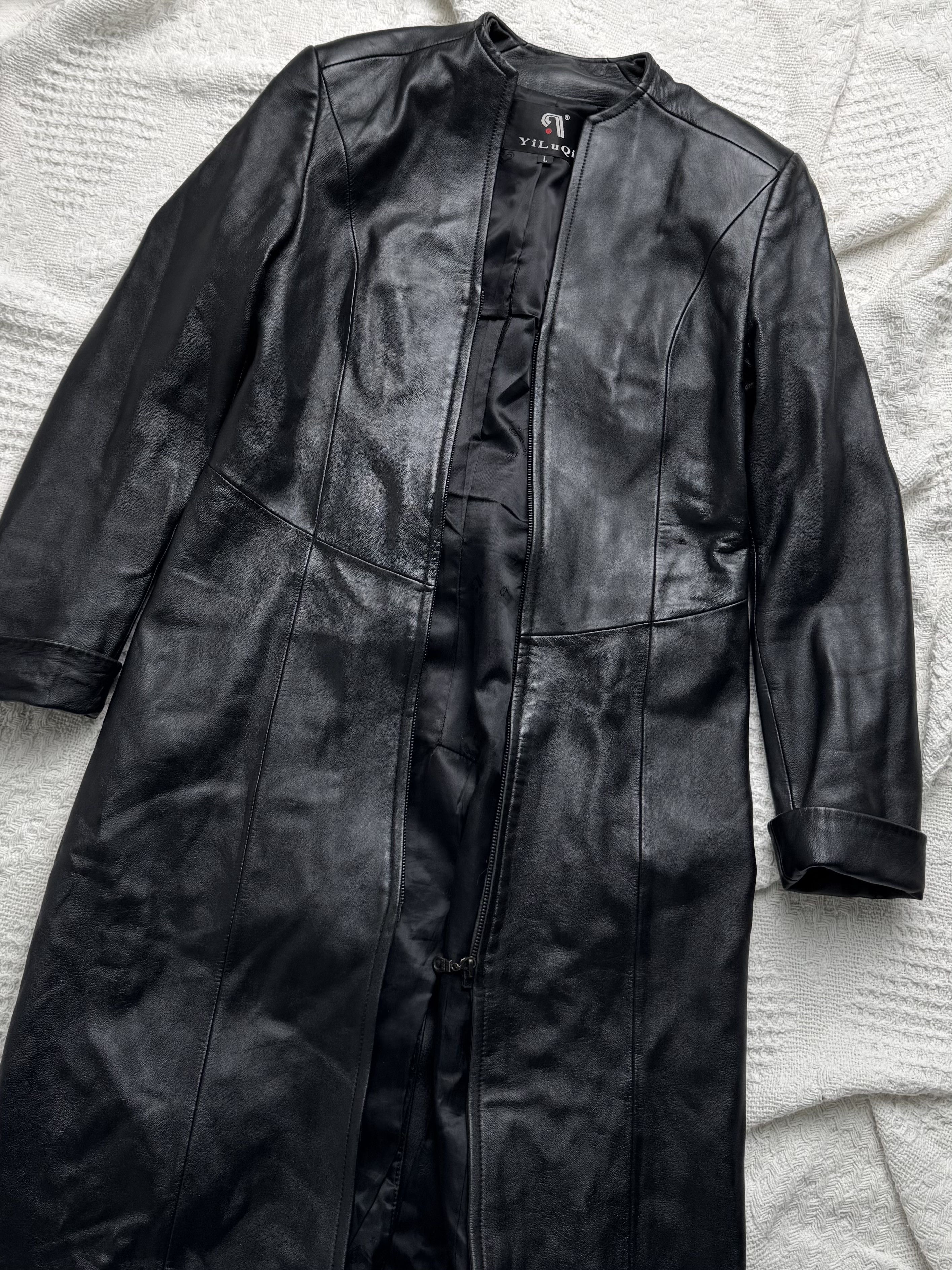 Vintage Vintage Leather Long Coat Zip Front Minimalist Maxi Jacket Size L / US 10 / IT 46 - 5 Thumbnail