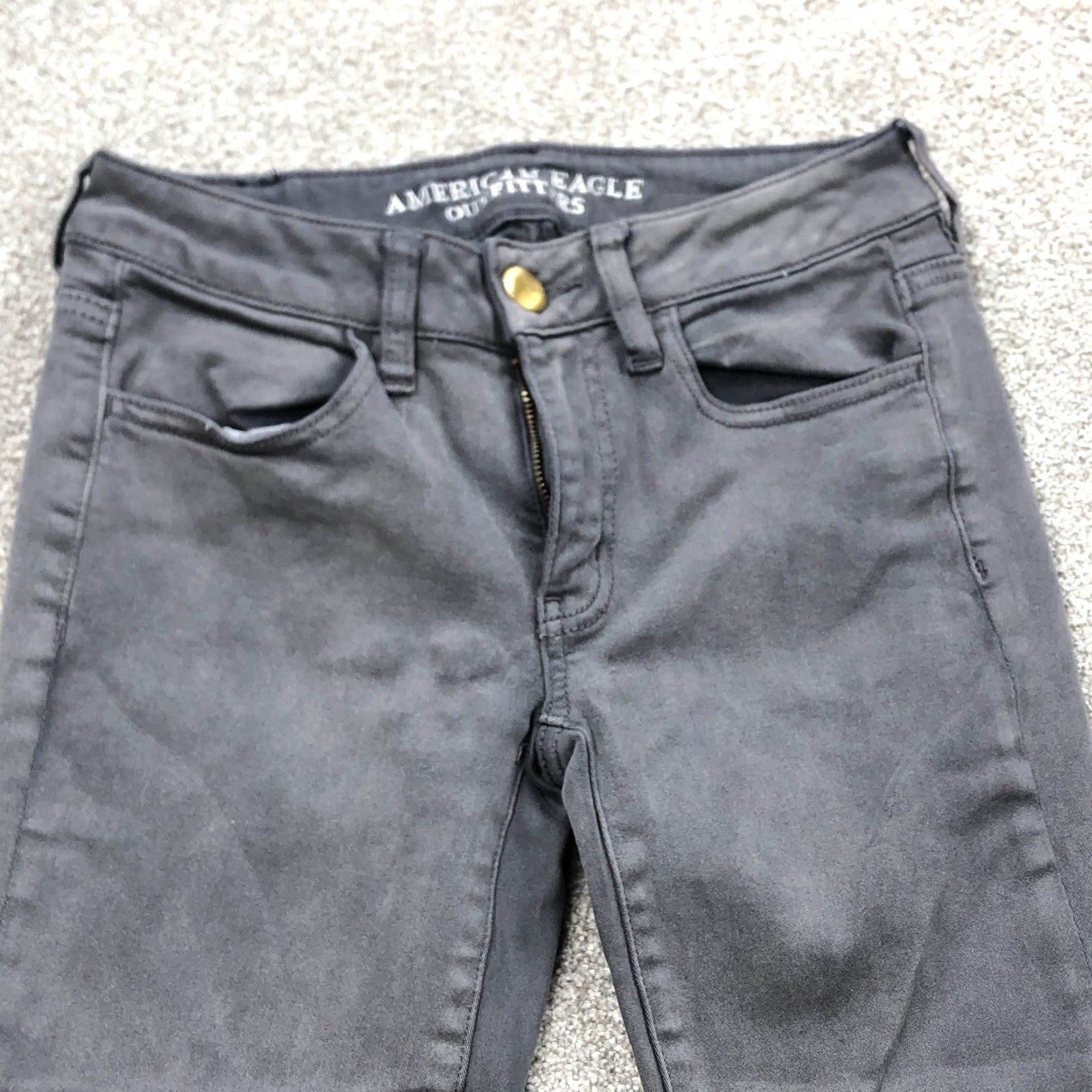 American Eagle Outfitters American Eagle Jeans Women 2 Gray Mid Rise Jegging Dark Pants Ladies BS2 Size 26" / US 2 / IT 38 - 3 Thumbnail