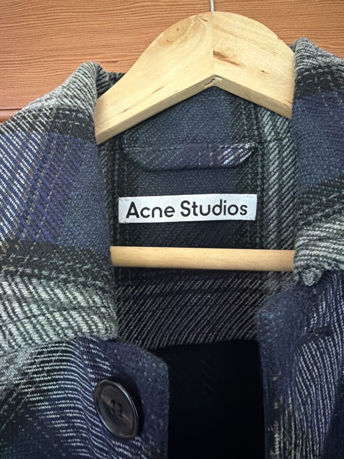 Acne Studios Acne Studios blue gray plaid wool blend coat Size US L / EU 52-54 / 3 - 2 Thumbnail