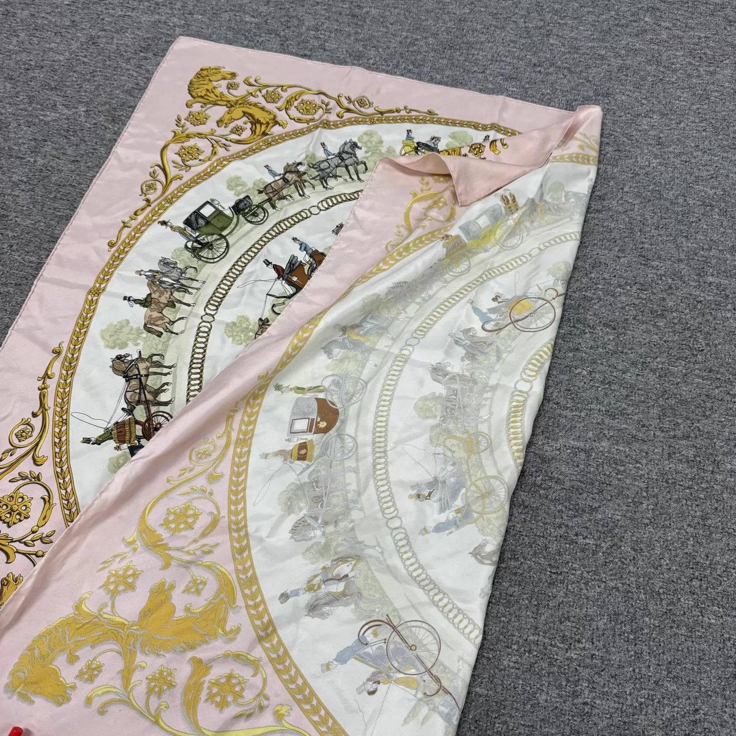 Hermes Hermes Classic Pink Carriage Silk Scarf 99 New 90x90 Size ONE SIZE - 2 Thumbnail