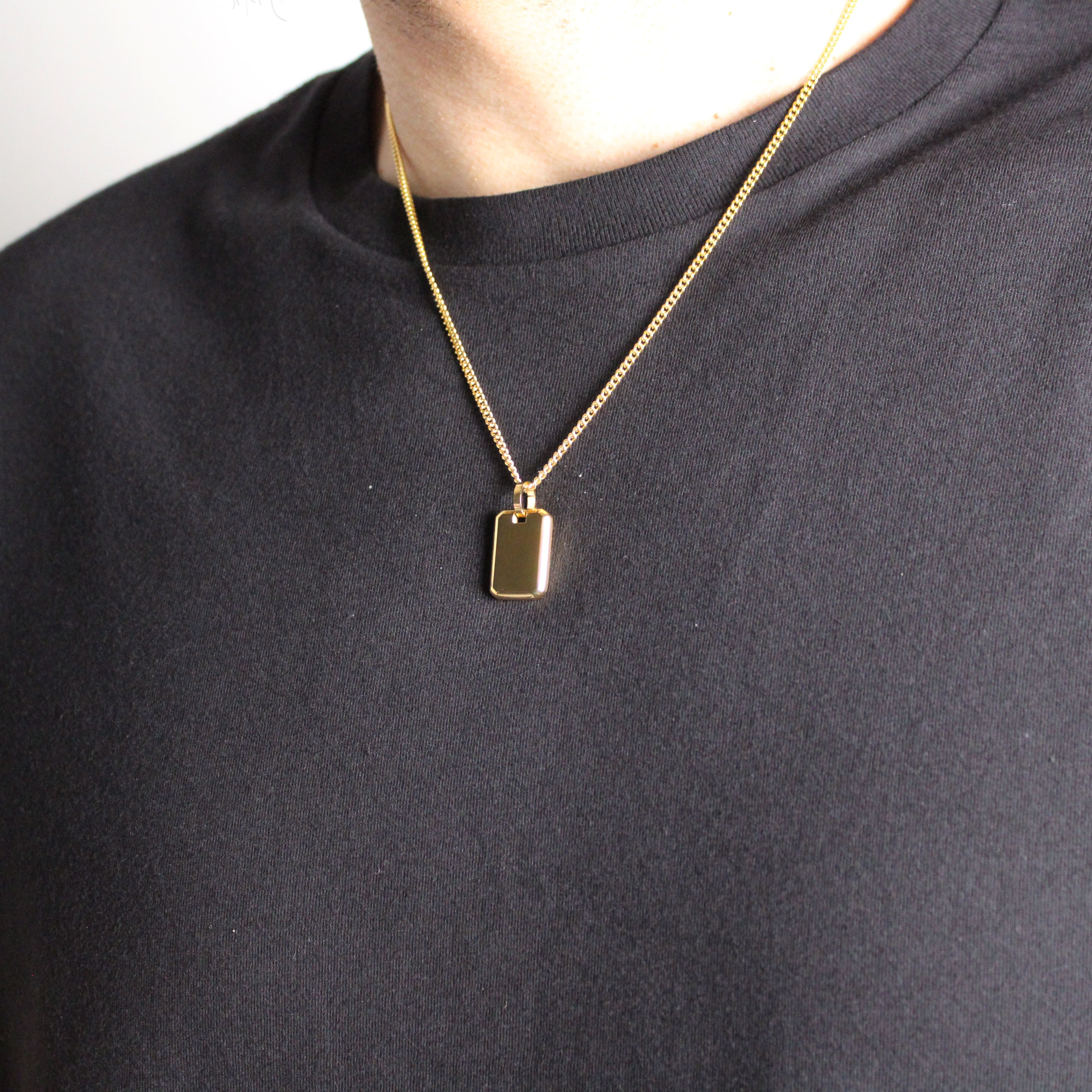Jewelry Gold Mini Dog Tag Pendant Chain Necklace Size ONE SIZE - 2 Thumbnail