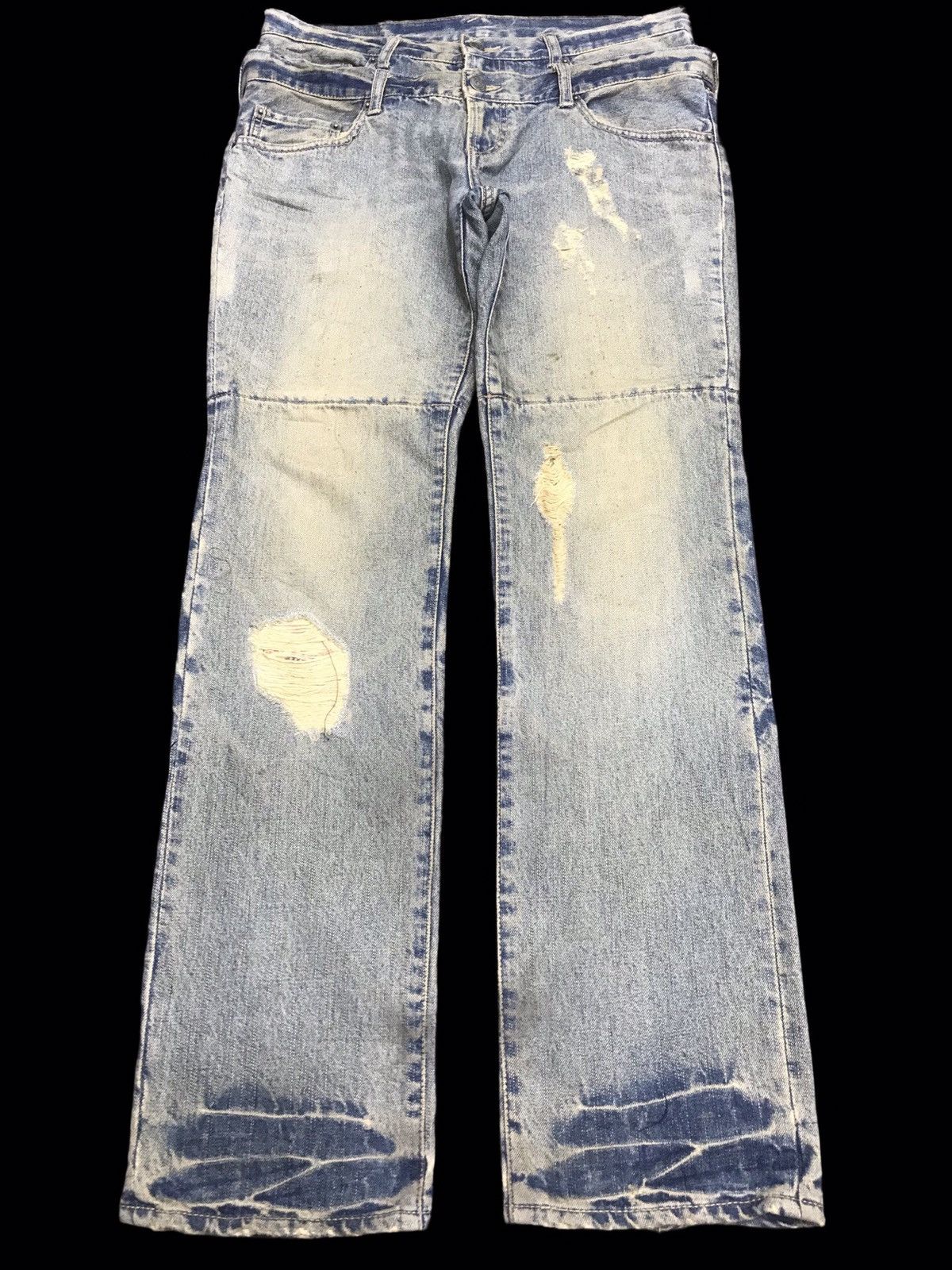 PPFM 💥DOUBLE WAIST💥Archival PPFM Distressed Patchwork Denim F86 Size US 33 - 1 Thumbnail