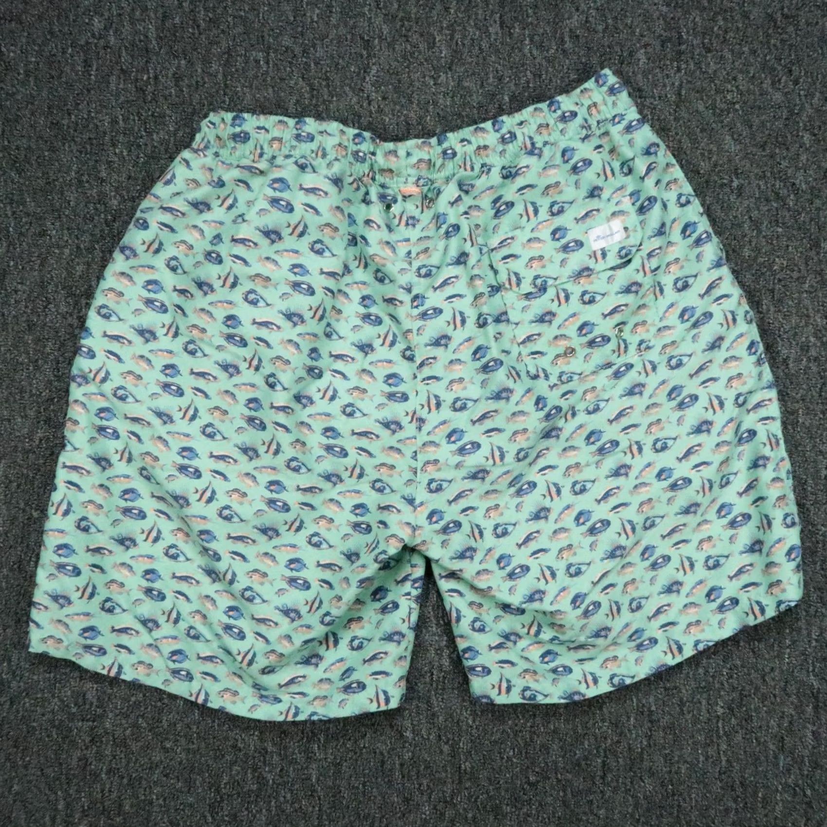 Peter Millar Peter Millar Swim Trunks Mens XL Green Fish Print Beach Bottoms Pockets Drawstring Regular Swims Beach Sports Size US 36 / EU 52 - 2 Thumbnail