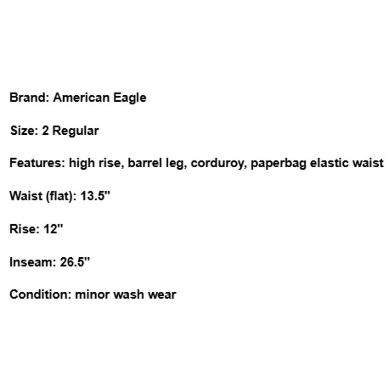 American Eagle Outfitters American Eagle Corduroy Pants Barrel Paperbag High Rise 2 Size 26" / US 2 / IT 38 - 8 Thumbnail