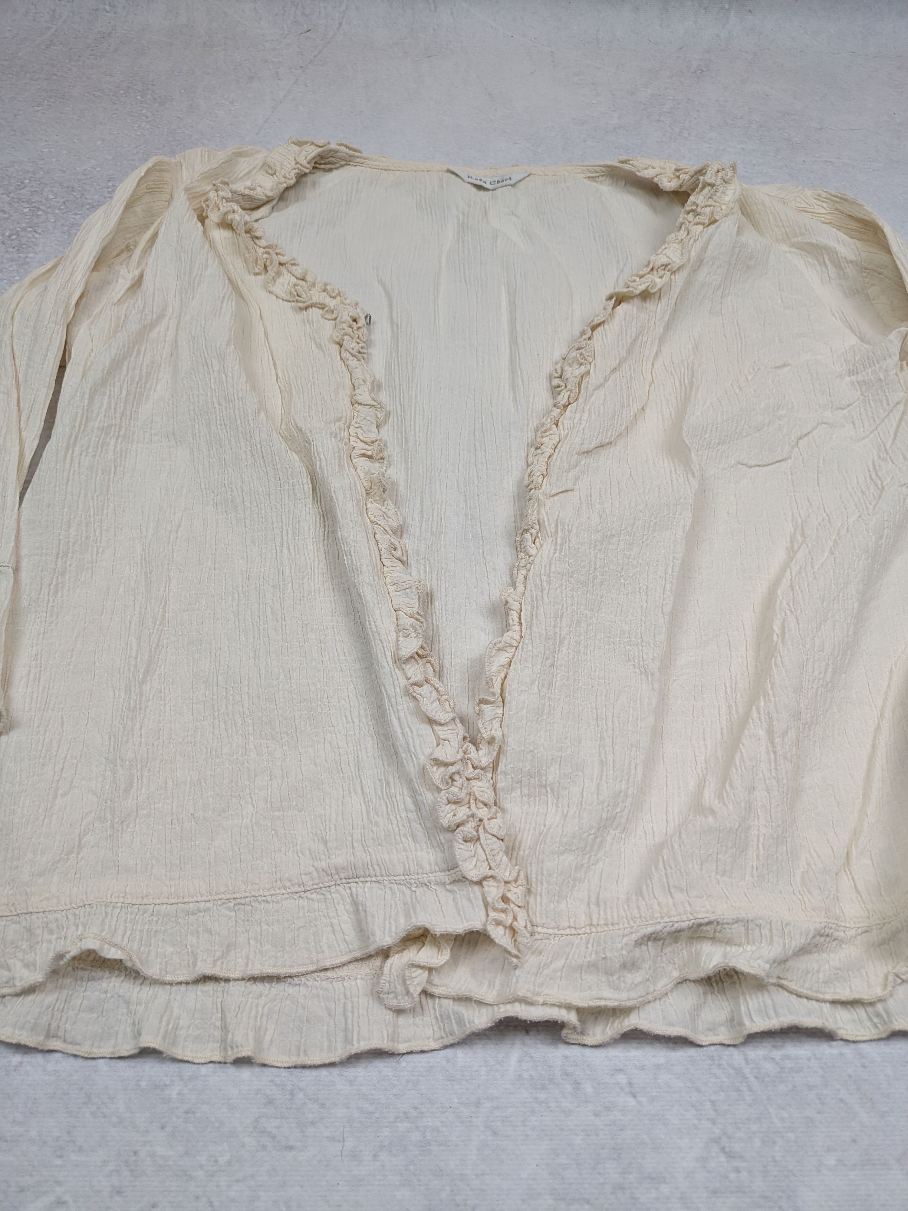Other Rosa Cheri Vintage Cream Silk Blouse Flared Sleeves Size L M Size M / US 6-8 / IT 42-44 - 4 Thumbnail