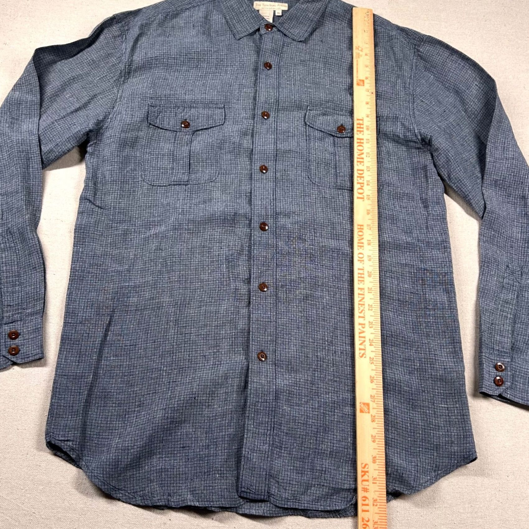 The Territory Ahead VINTAGE Territory Ahead Shirt Mens XL Blue 100% Linen Button Up Pockets Size US XL / EU 56 / 4 - 6 Thumbnail