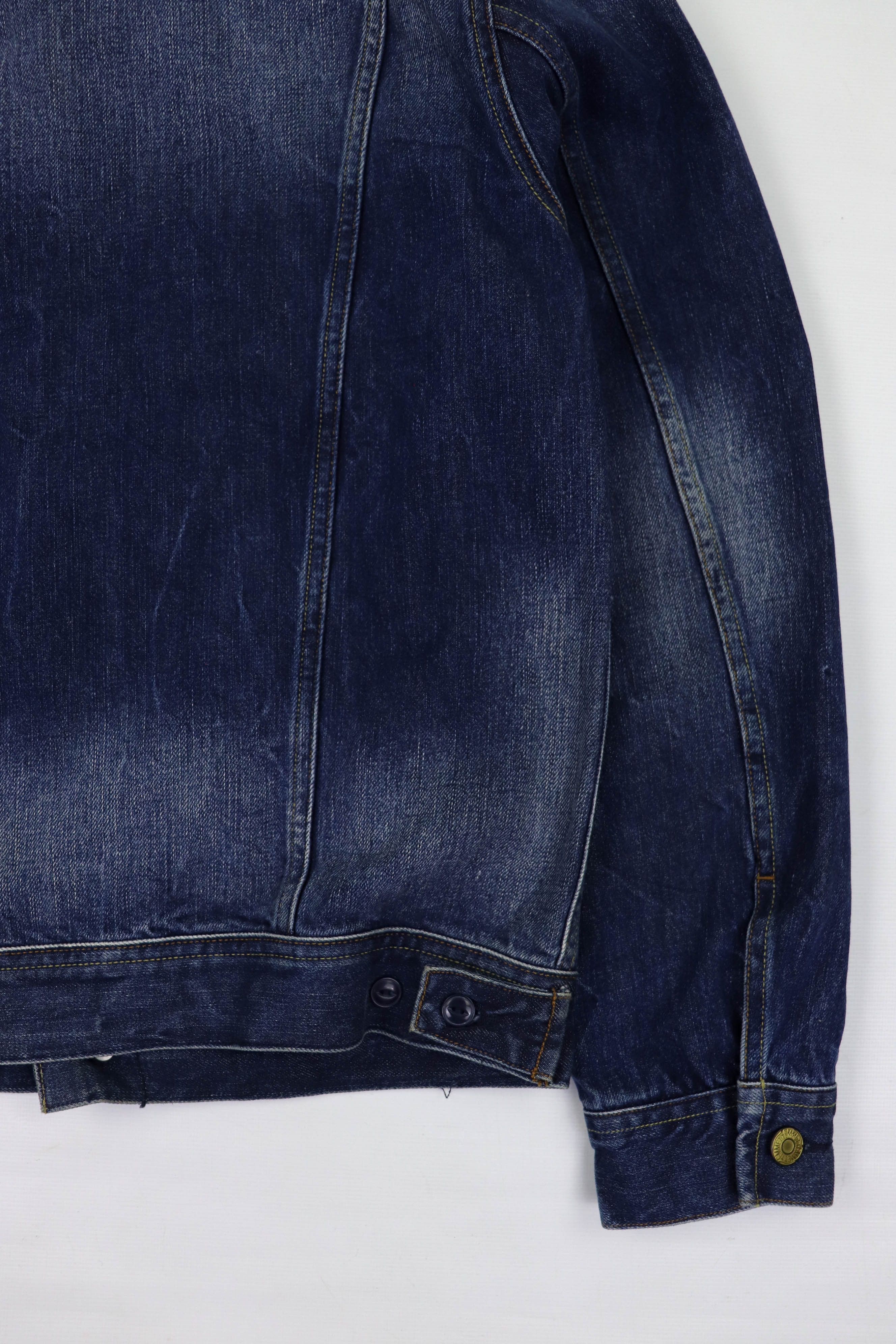 Emmett Emmett Bob Denim Used Indigo Blue Jeans Trucker Rider Jacket Size US M / EU 48-50 / 2 - 8 Thumbnail