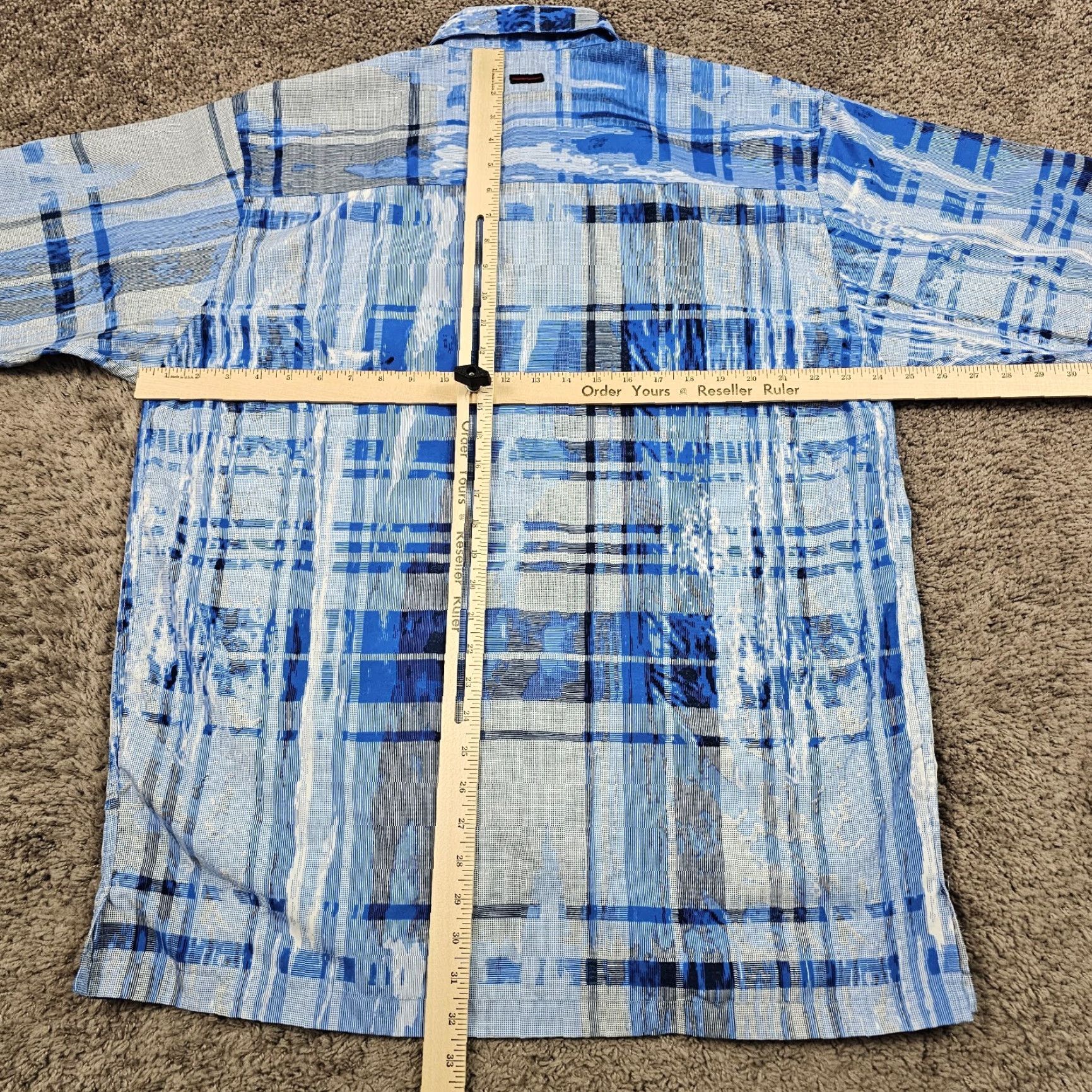 Fubu Fubu Shirt Mens Large L Blue Plaid Abstract Short Sleeve Breathable Casual Size US L / EU 52-54 / 3 - 6 Thumbnail