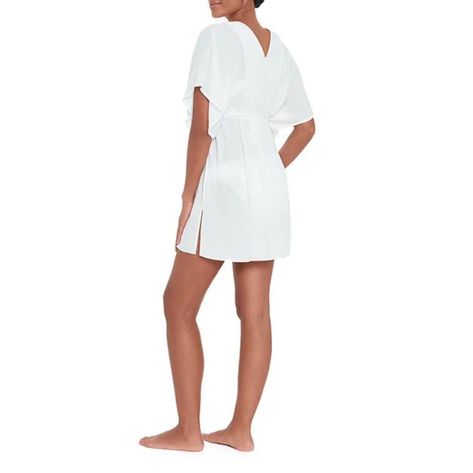 Lauren Ralph Lauren Ralph Lauren Women White Crinkled Tunic Cover-Up Size M Size ONE SIZE - 3 Thumbnail
