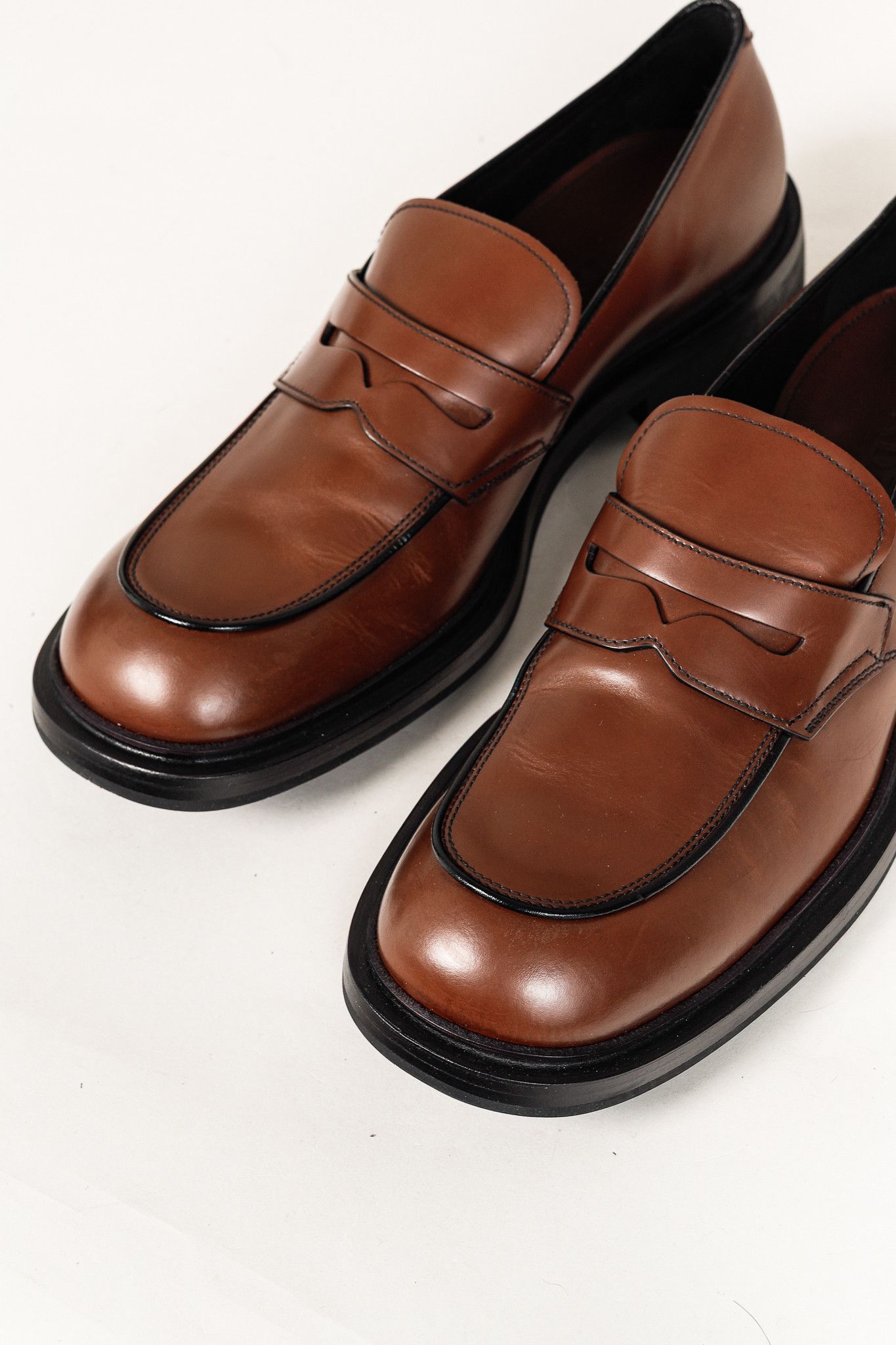 Prada Prada Bruciato Bright Calf Leather Round Toe Penny Loafers Size US 12 / EU 45 - 6 Thumbnail
