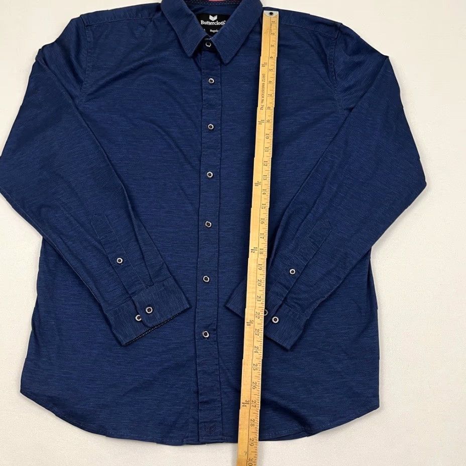 Vintage Buttercloth Shirt Mens XL Regular Blue Stretch Cotton Button Up Casual Preppy Size US XL / EU 56 / 4 - 3 Thumbnail