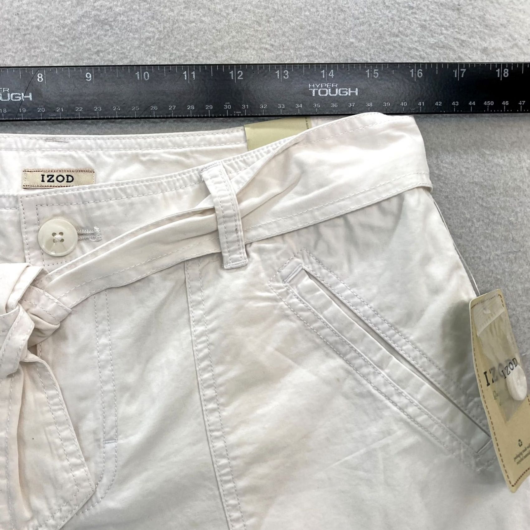 Izod IZOD Capri Pants Women's 8 White Belted Patch Pockets Travel Casual NWT Pants Size 30" / US 8 / IT 44 - 6 Thumbnail