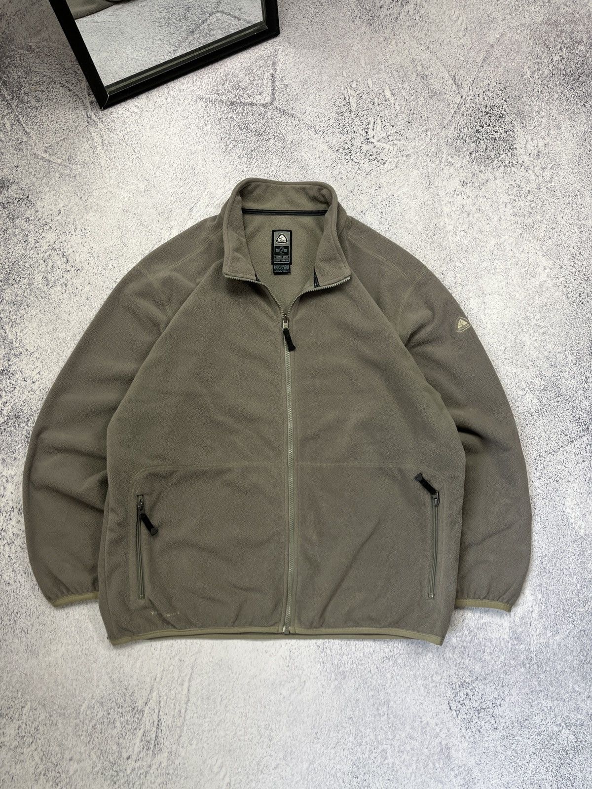 Vintage Nike ACG Fleece Jacket Baggy Beige Mens Y2K 90’s