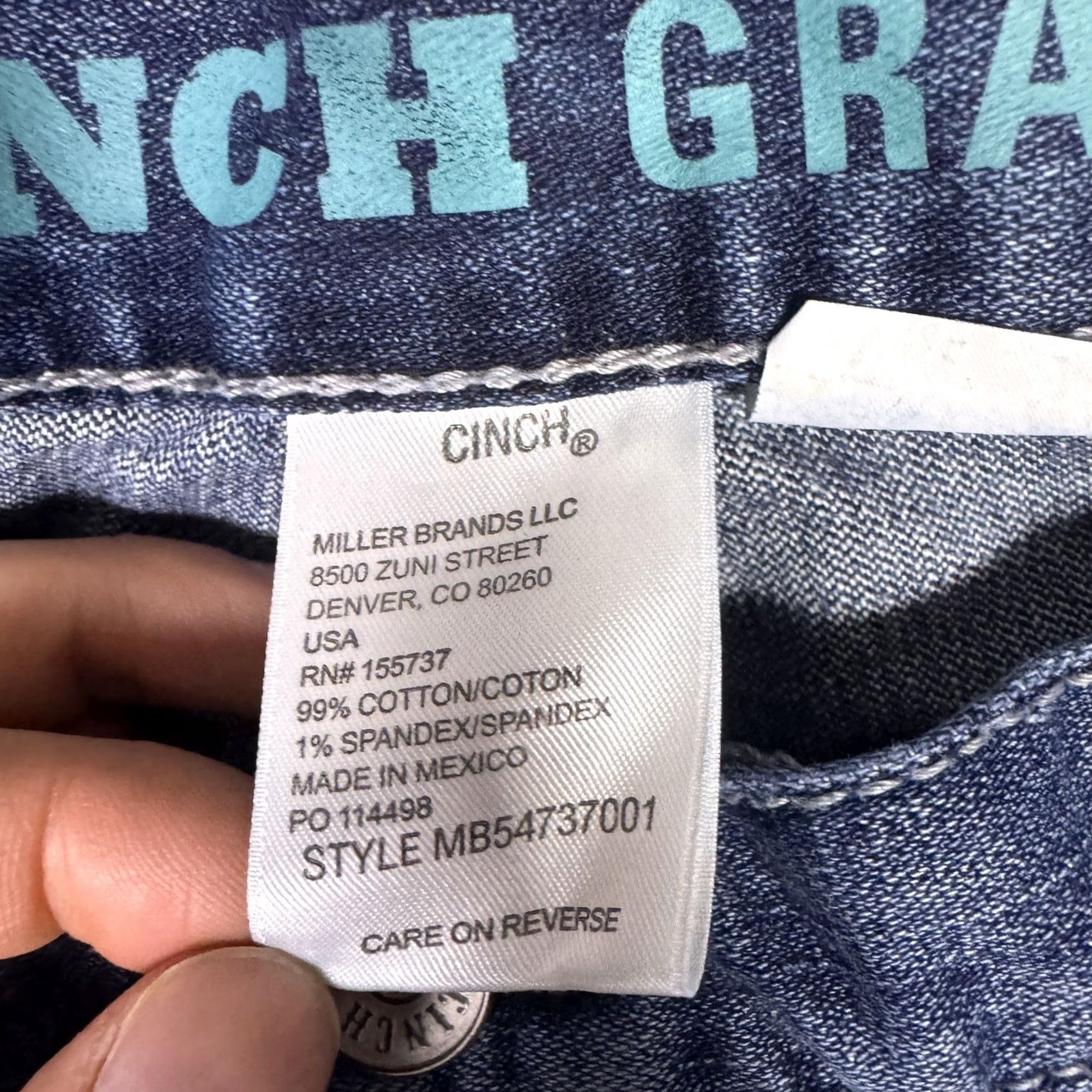 Denime Cinch Grant Mens Jeans 42x36 Wisker Relaxed Bootcut Blue Denim Western Shirt? Size US 42 / EU 58 - 5 Thumbnail