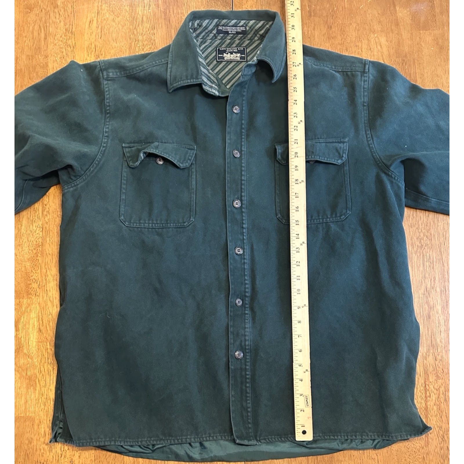 Levi's Levi’s Shacket Men XL Navy Blue Insulated Canvas Cotton Button Lined Pockets Mid-Length Jacket Solid Navy Blue Size US XL / EU 56 / 4 - 6 Thumbnail