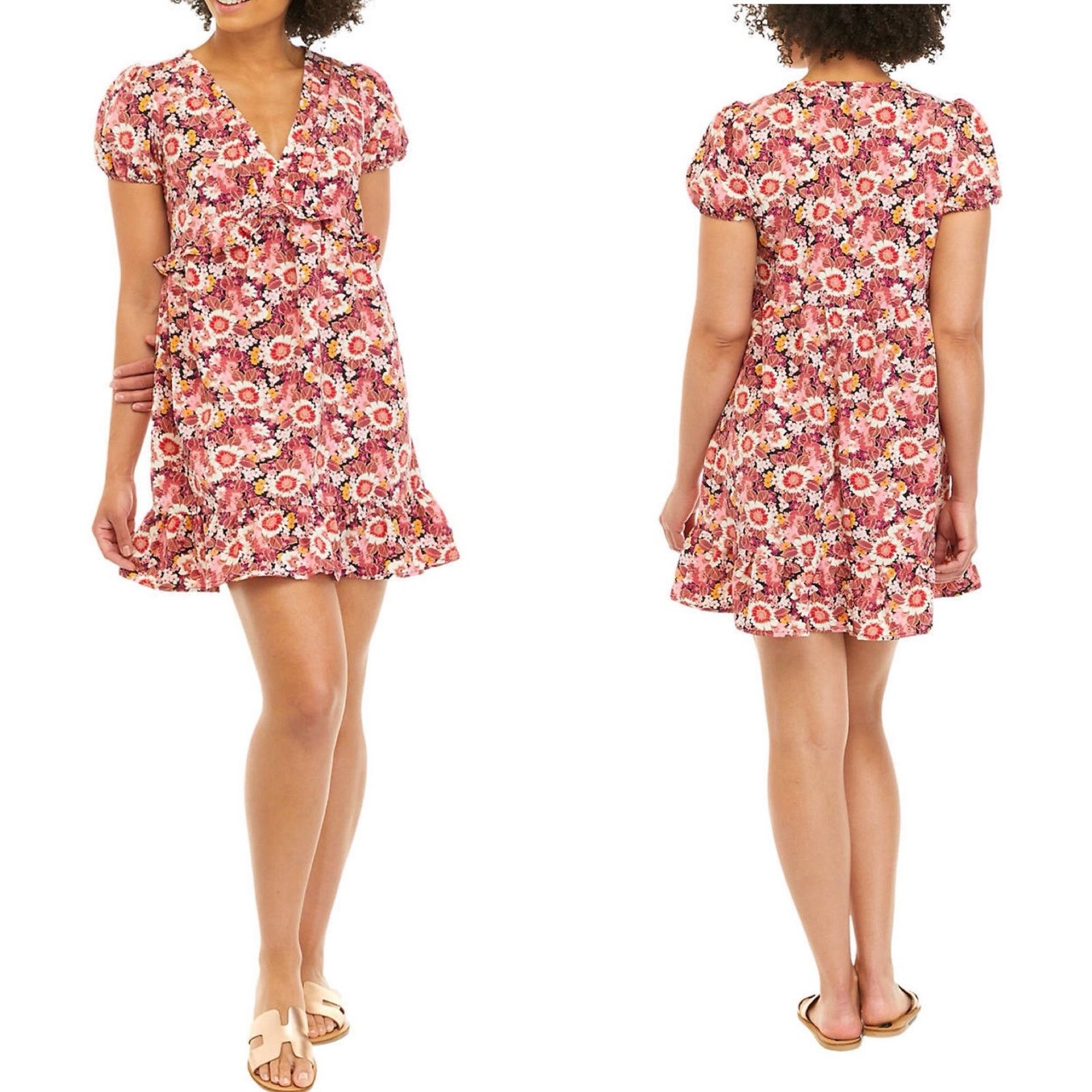 Other As U Wish Juniors' Puff Sleeve Floral Ruffled Dress MED NWT. Size M / US 6-8 / IT 42-44 - 1 Thumbnail