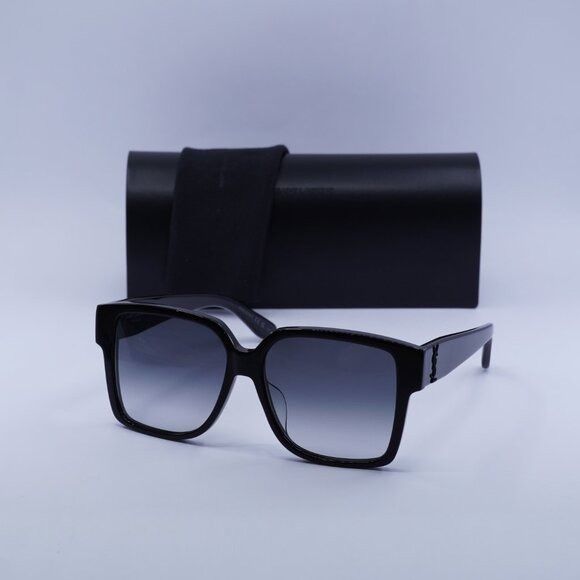 Saint Laurent Paris Saint Laurent SL M9/F 002 Sunglasses Shiny Black Square Size ONE SIZE - 1 Thumbnail