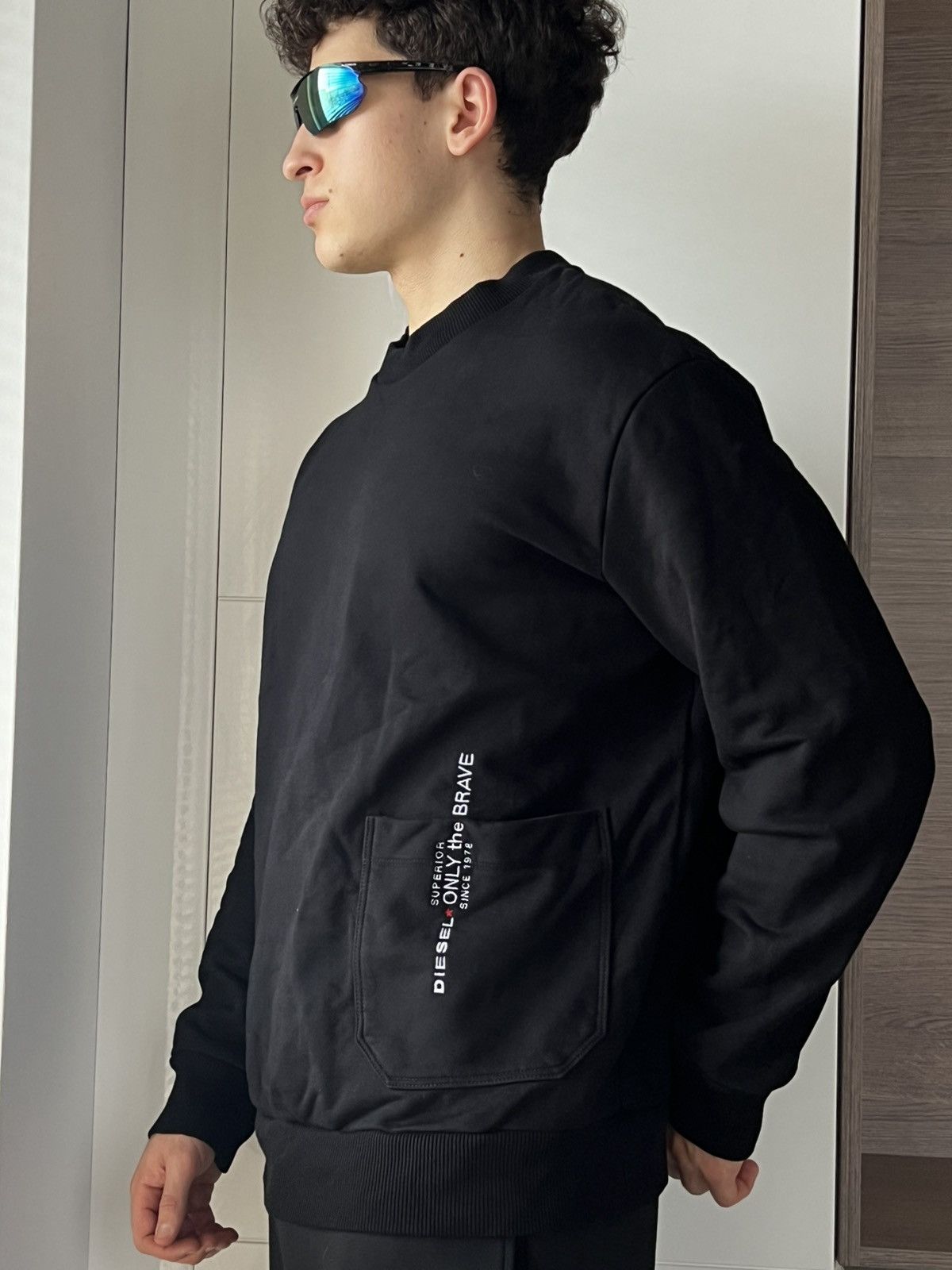 Designer × Diesel ‼️Archival Diesel Knit Logo Pocket “Only The Brave”Sweatshirt Size US XL / EU 56 / 4 - 15 Thumbnail