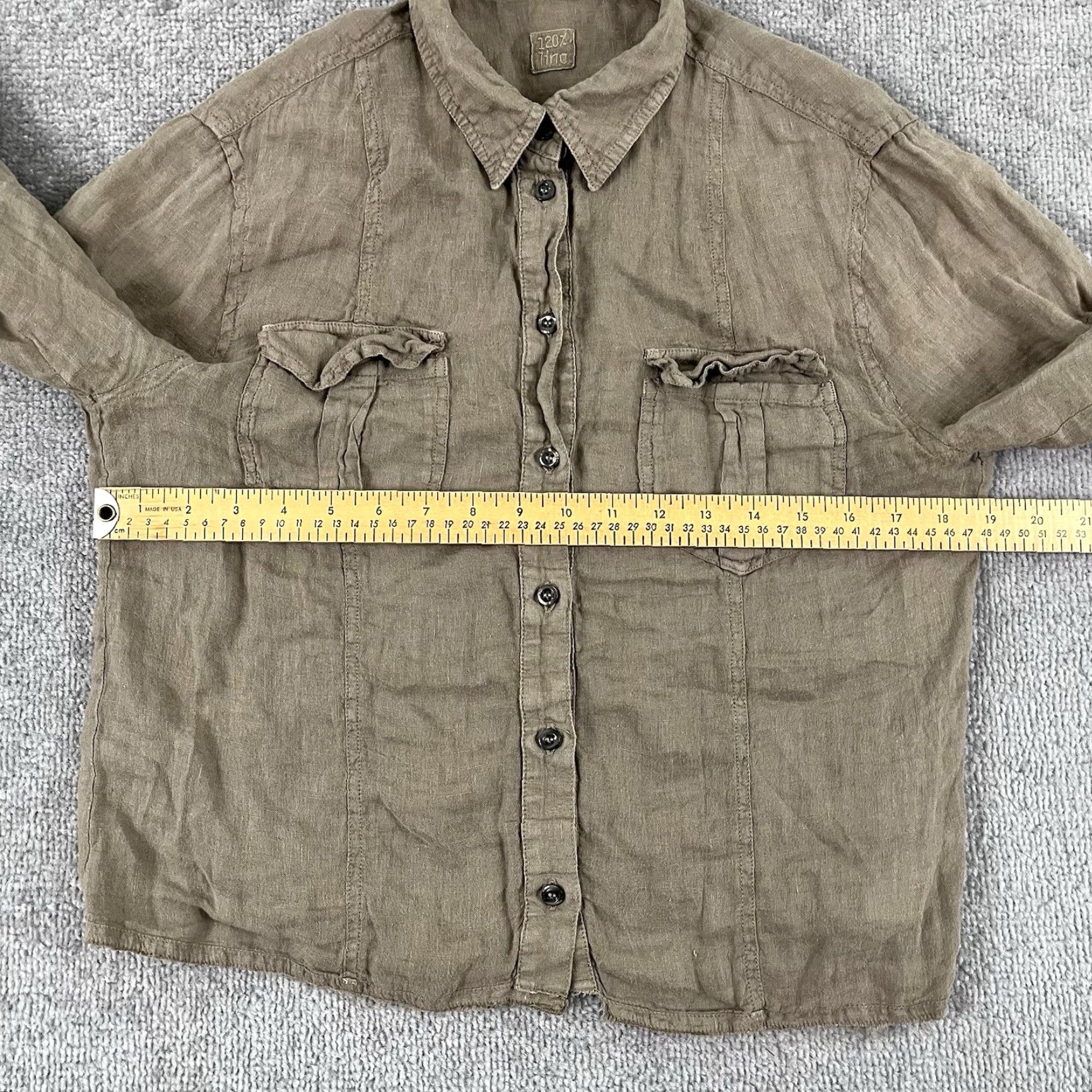 120% Lino 120% Lino Shirt Size 44 Small Cropped Brown 100% Linen Button Up Roll Tab Womens Size M / US 6-8 / IT 42-44 - 5 Thumbnail