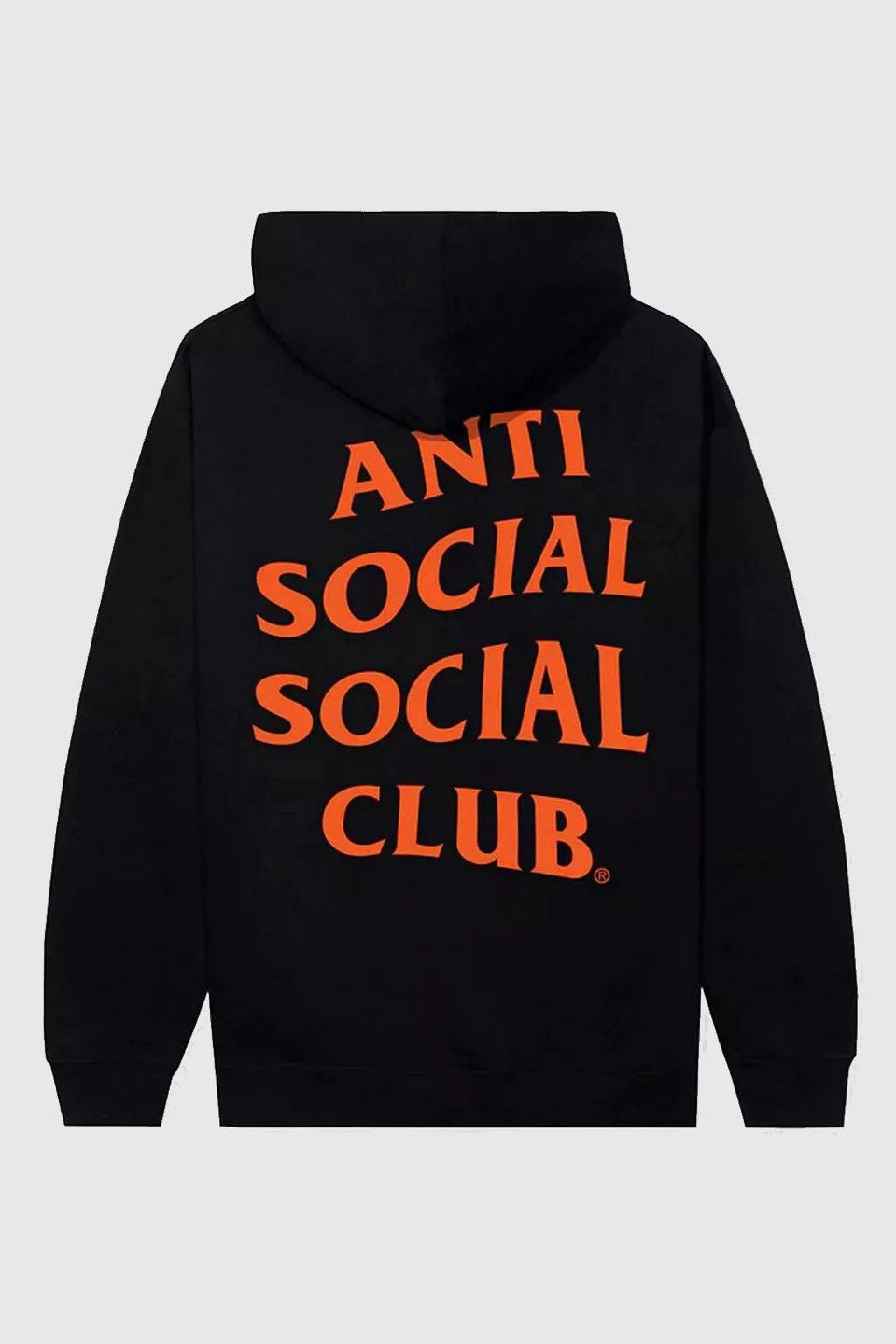 image of Anti Social Social Club Mind Games Halloween Orange Hoodie in Black, Men's (Size Large)