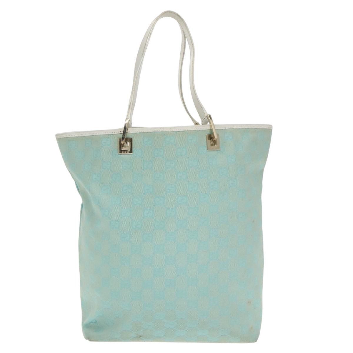 Gucci GUCCI GG Canvas Tote Bag Light Blue White Gold 002 002 Size ONE SIZE - 3 Thumbnail