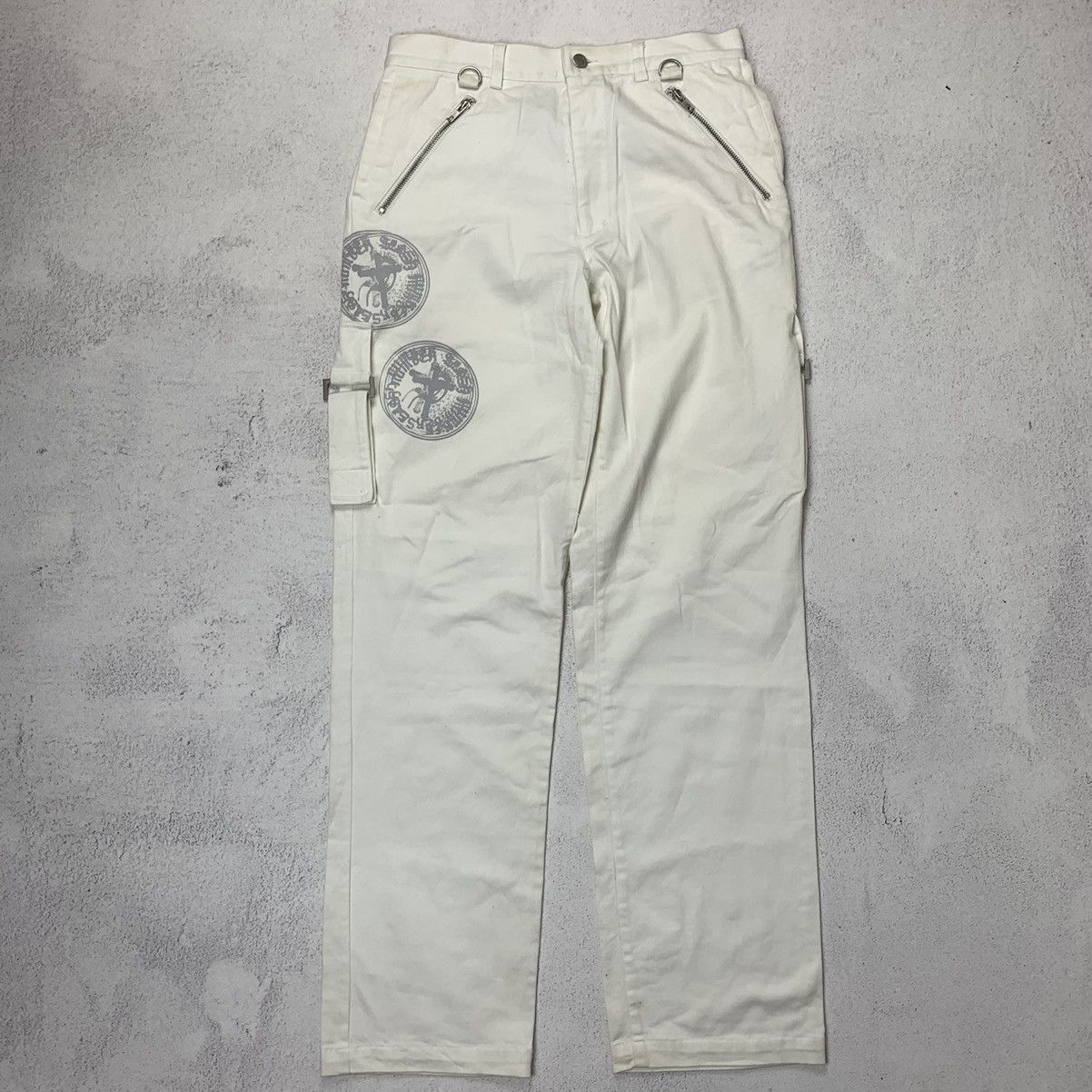 image of Slash Number Punk Bondage Pants Seditionaries in White, Men's (Size 30)