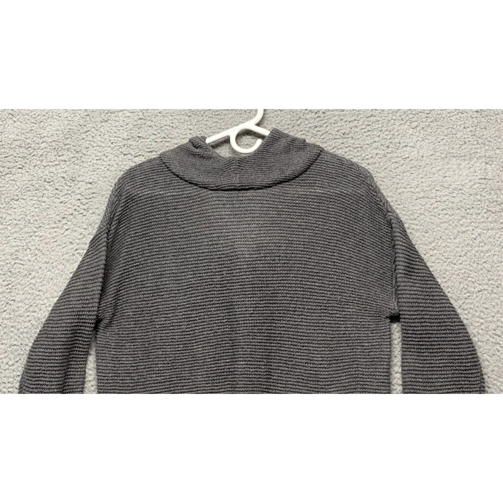 Vintage All in Motion Womens Gray Cropped Hooded Sweater Top XS 3" Slits NWOT Cotton Poly Knit Open-Knit Pullover Hoodie Christmas Fall Winter Womens Size XS / US 0-2 / IT 36-38 - 2 Thumbnail