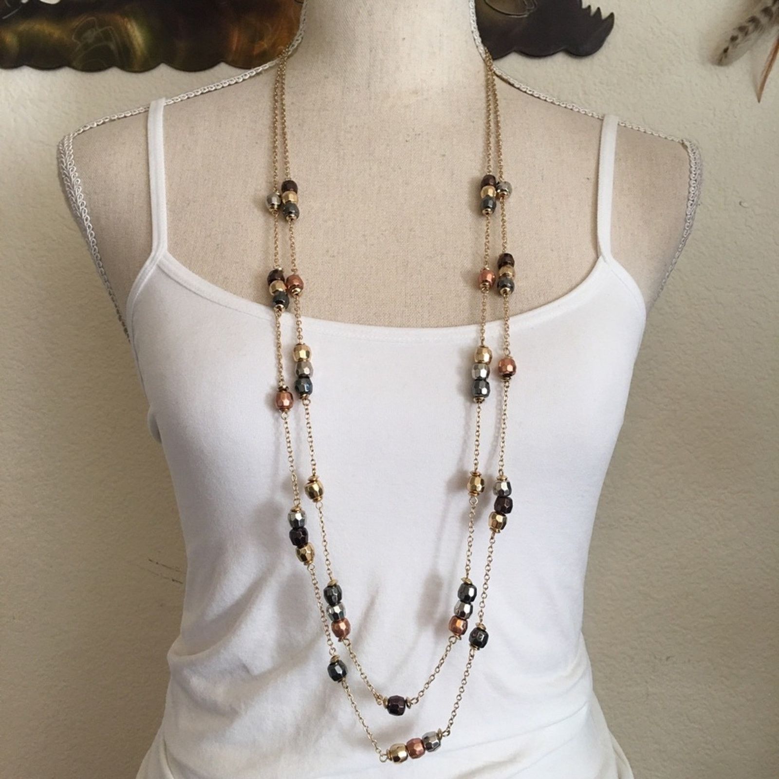 Vintage Vintage double strand metallic beads necklace Size ONE SIZE - 1 Thumbnail