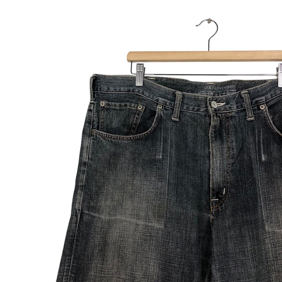 Japanese Brand Edwin Dark Wash Straight Leg Jeans Faded Denim Workwear Size US 40 / EU 56 - 8 Thumbnail