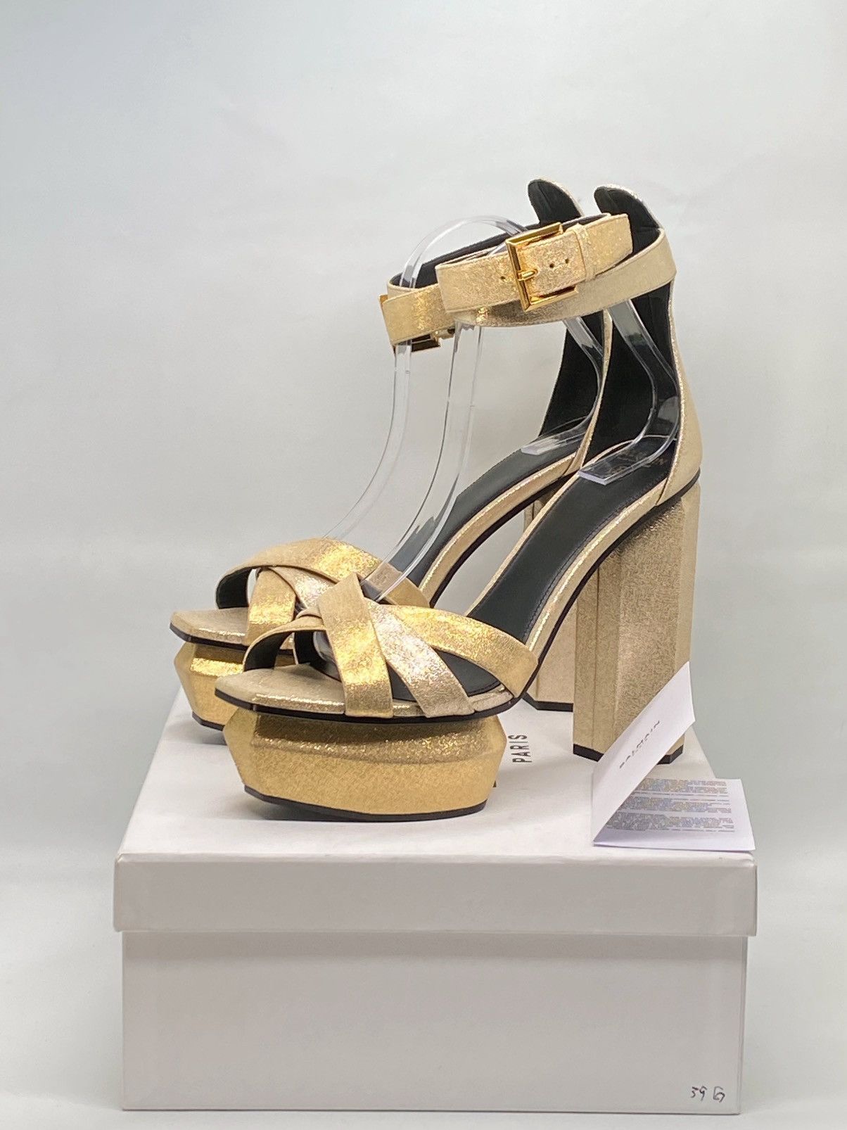 Balmain Balmain Ava Metallic Leather Platform Sandals size 39 Size US 9 / IT 39 - 11 Thumbnail