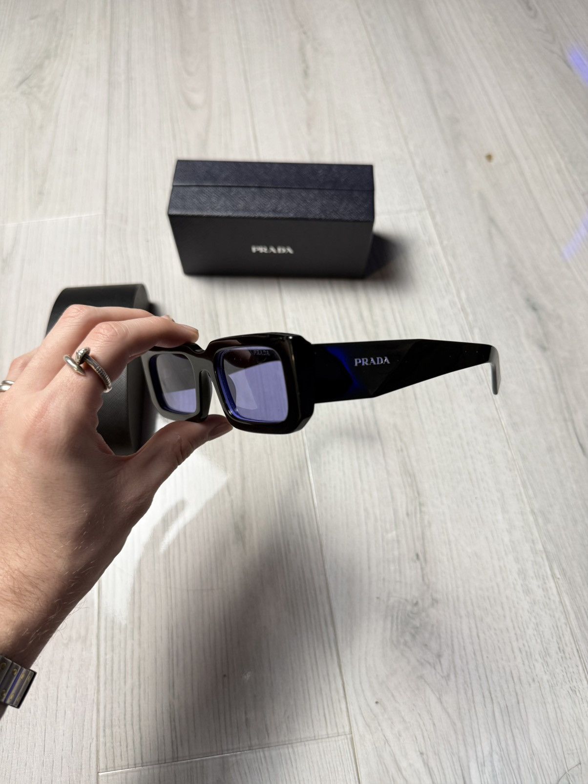 Prada Prada Sunglasses PR 06YS Black with Violet Lenses Size ONE SIZE - 4 Thumbnail