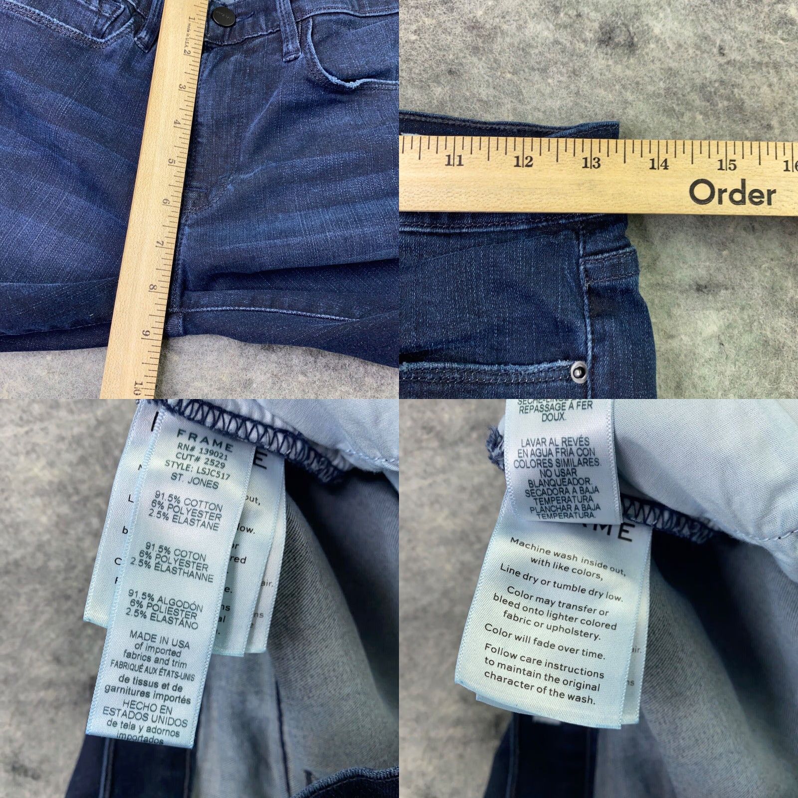 Frame Frame Jeans Womens 27 Blue Mid Rise Skinny Cropped Stretch Denim Frame Le Skinny De Jeanne Womens Jeans Size 27" / US 4 / IT 40 - 9 Thumbnail